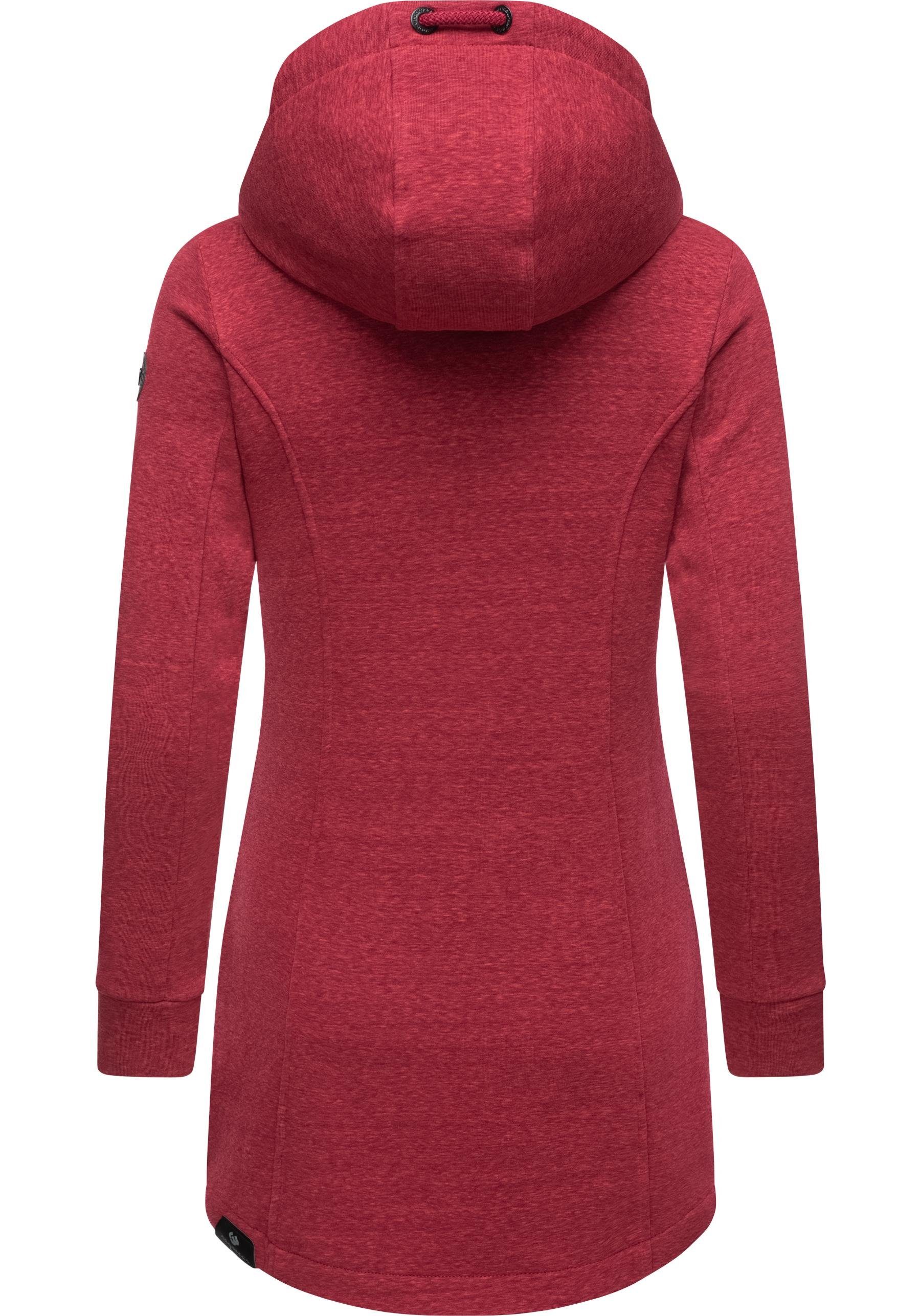 Ragwear Langjacke Letty Intl. Sportliche Kapuzenjacke mit Kunstleder-Elementen