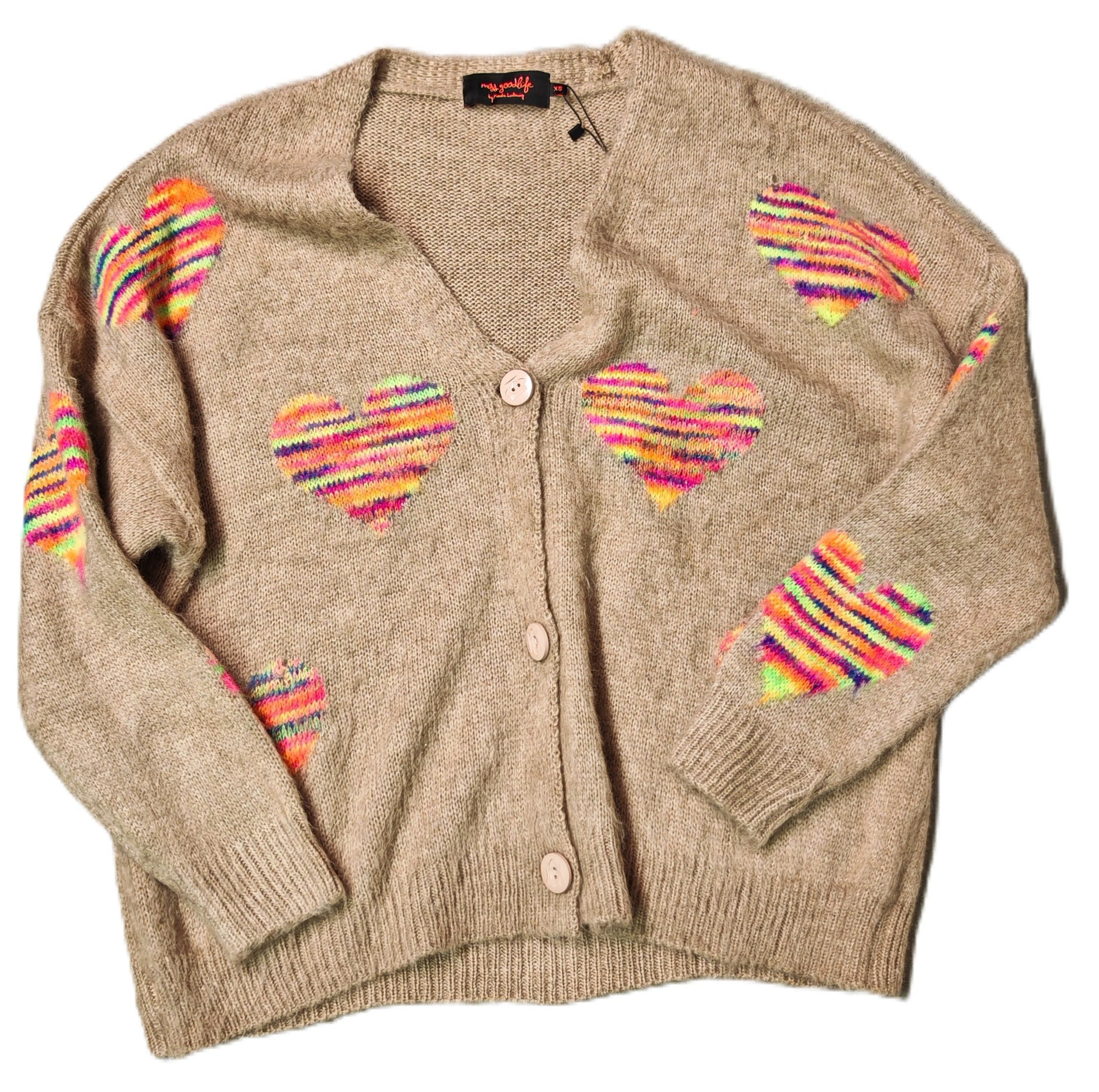 Miss Goodlife Strickjacke MG13397 Gardigan Hearts allover