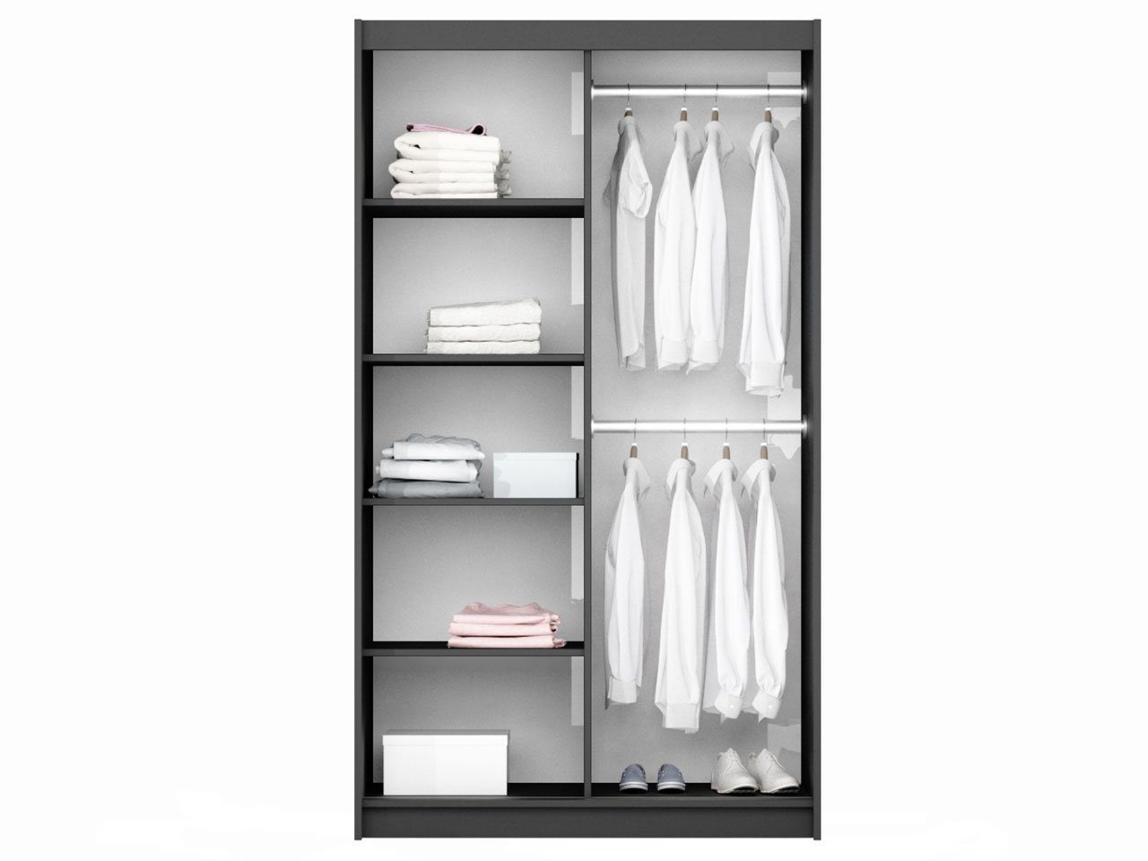 RIAZOS Kleiderschrank Mit 2 Türen & 2 Schubladen - Stilvolle Garderobe Für Wohnzimmer & Flur