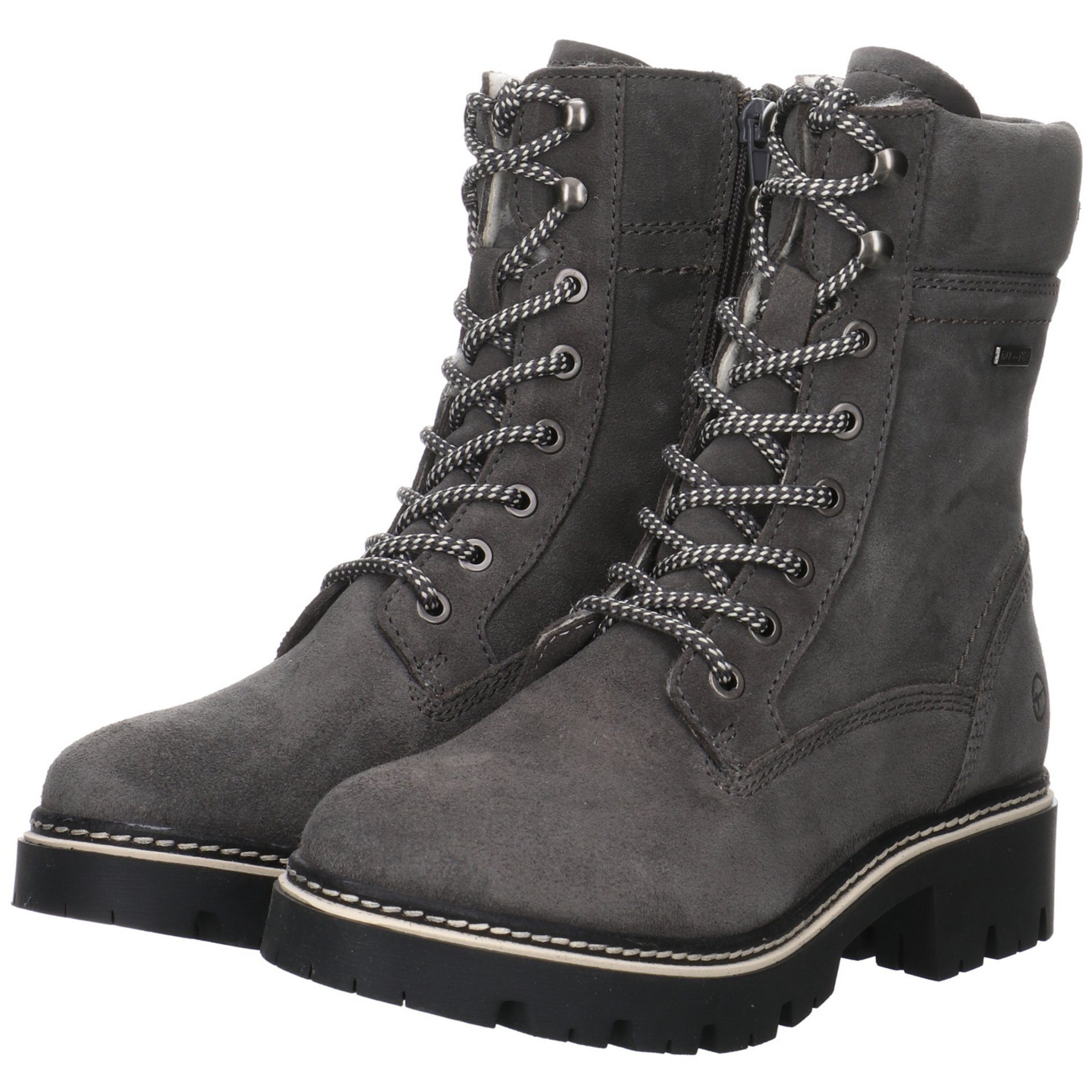 Tamaris Boots Lederkombination uni Schnürstiefel Lederkombination ANTHRACITE