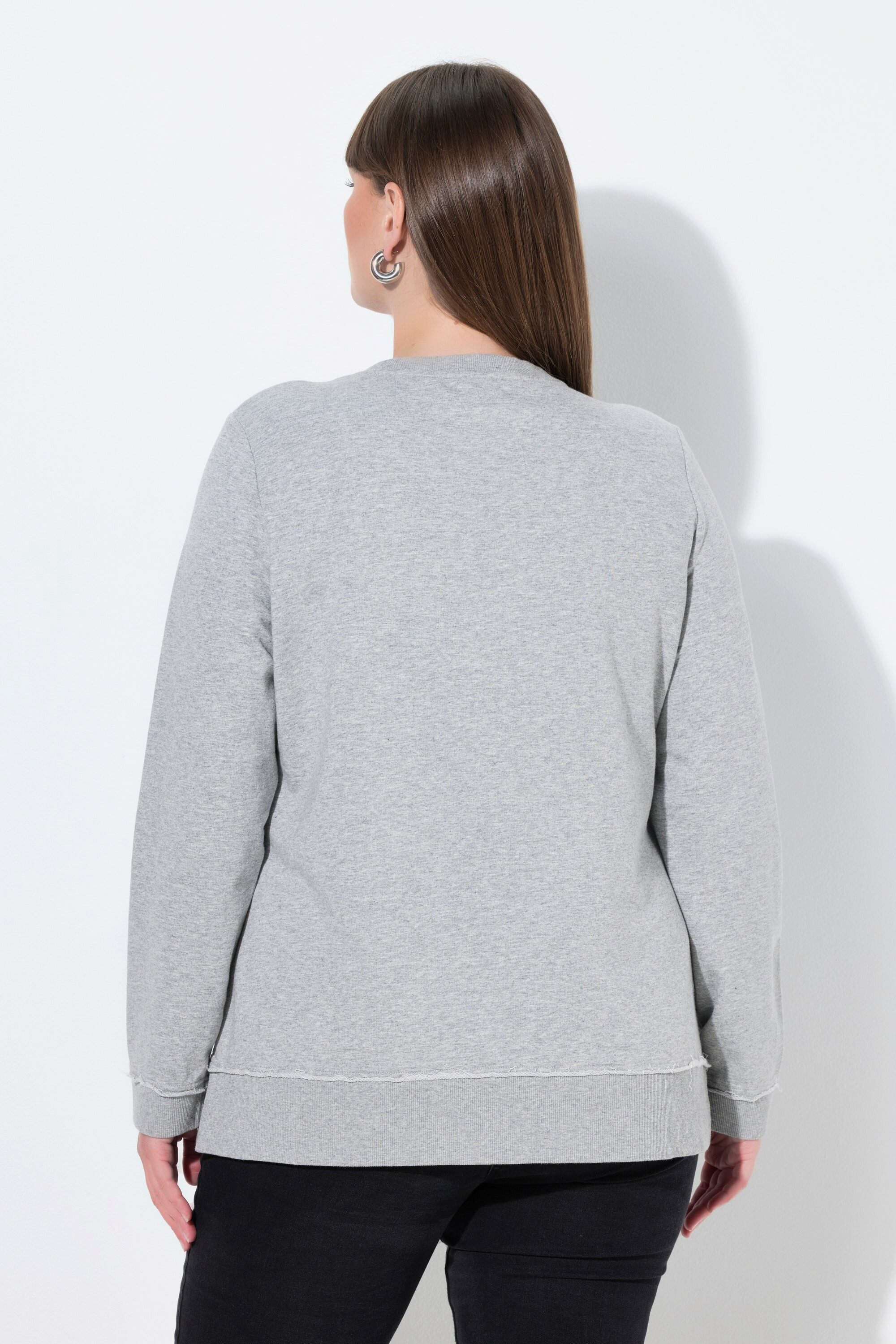Ulla Popken Sweatshirt Sweatshirt Herz Rundhals Langarm offenkantig – Bild 3 von 4