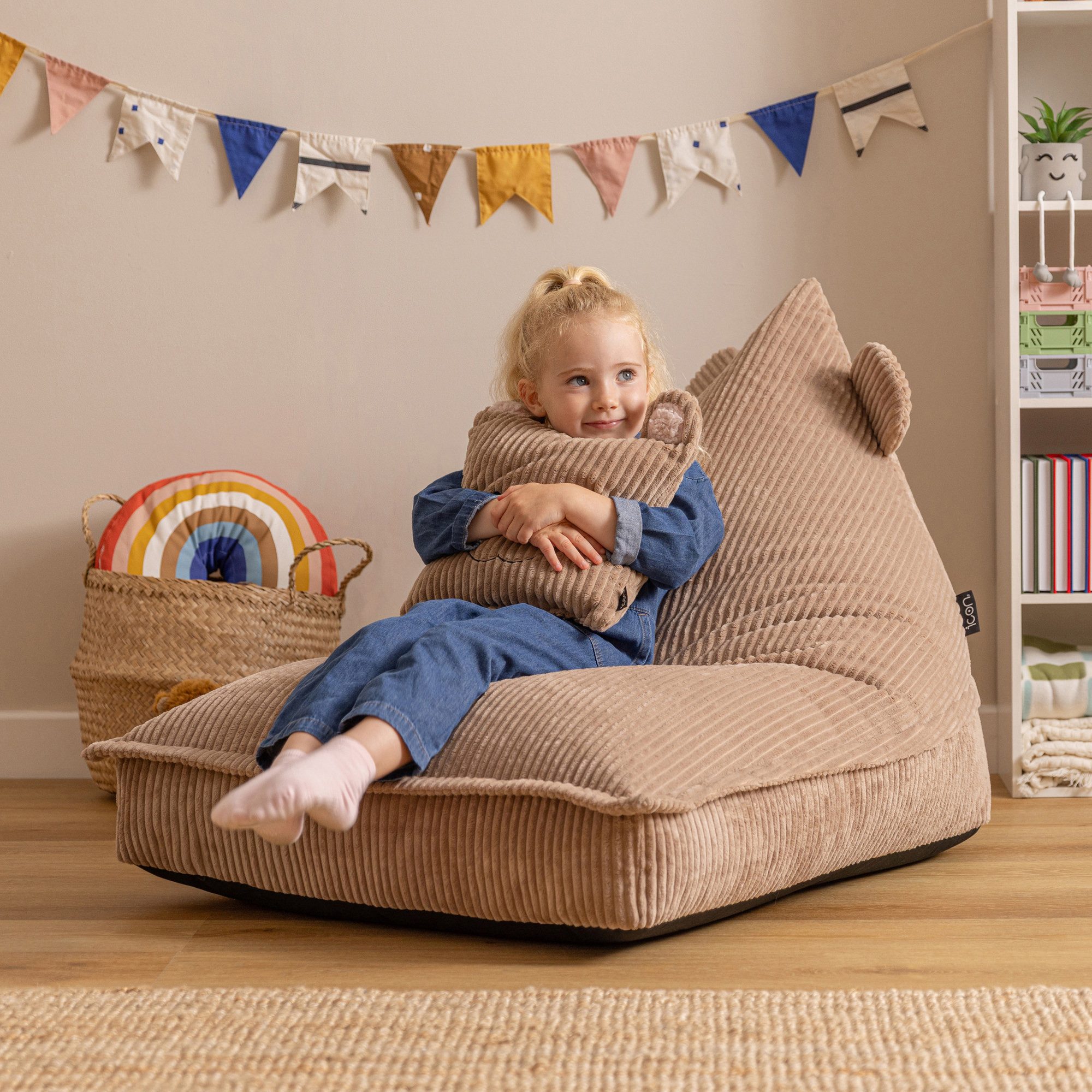 icon Sitzsack Kinder Animalfreunde mit Kissen aus Cord, 72x102x66cm, Made in Germany, für Kinderzimmer – Bild 2 von 5