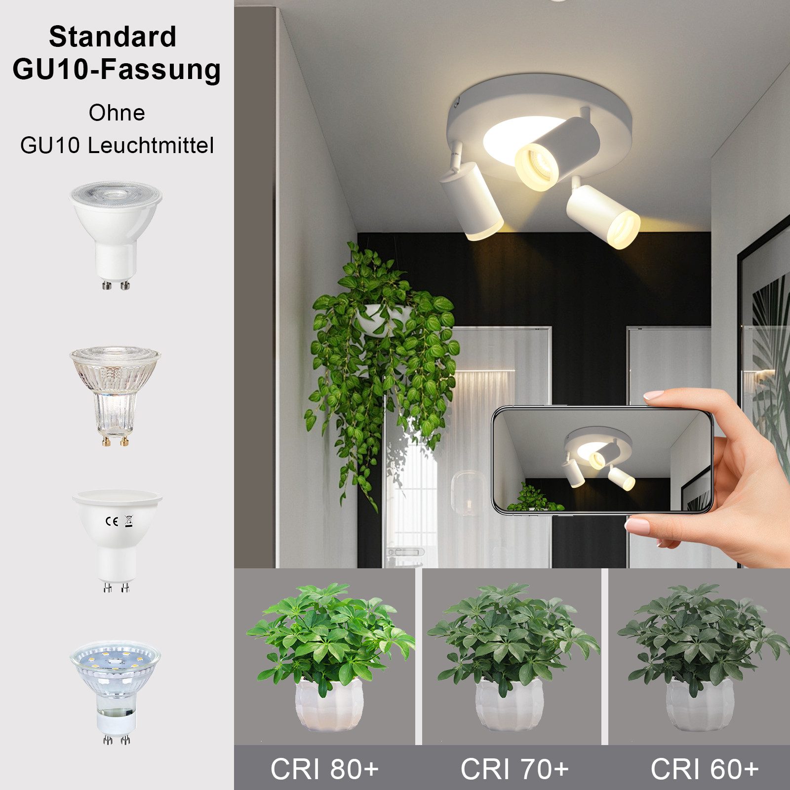 Nettlife Deckenstrahler Schwarz Schlafzimmer GU10 2/3/4 günstig online kaufen