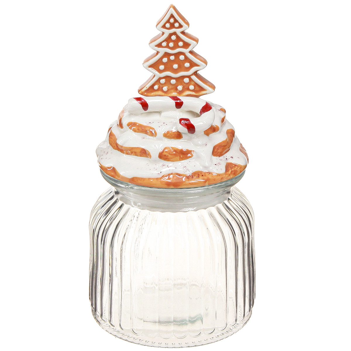 Kaemingk Weihnachtsmann Weihnachts Bonboniere Keksglas Tanne 21cm Glasgefäß Deko