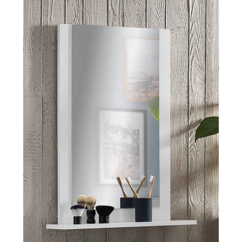 Lomadox Зеркало для ванной комнаты JASLO-80, Badezimmer Зеркало in kreideweiß mit Ablage, B/H/T: 60/78/13,5 cm