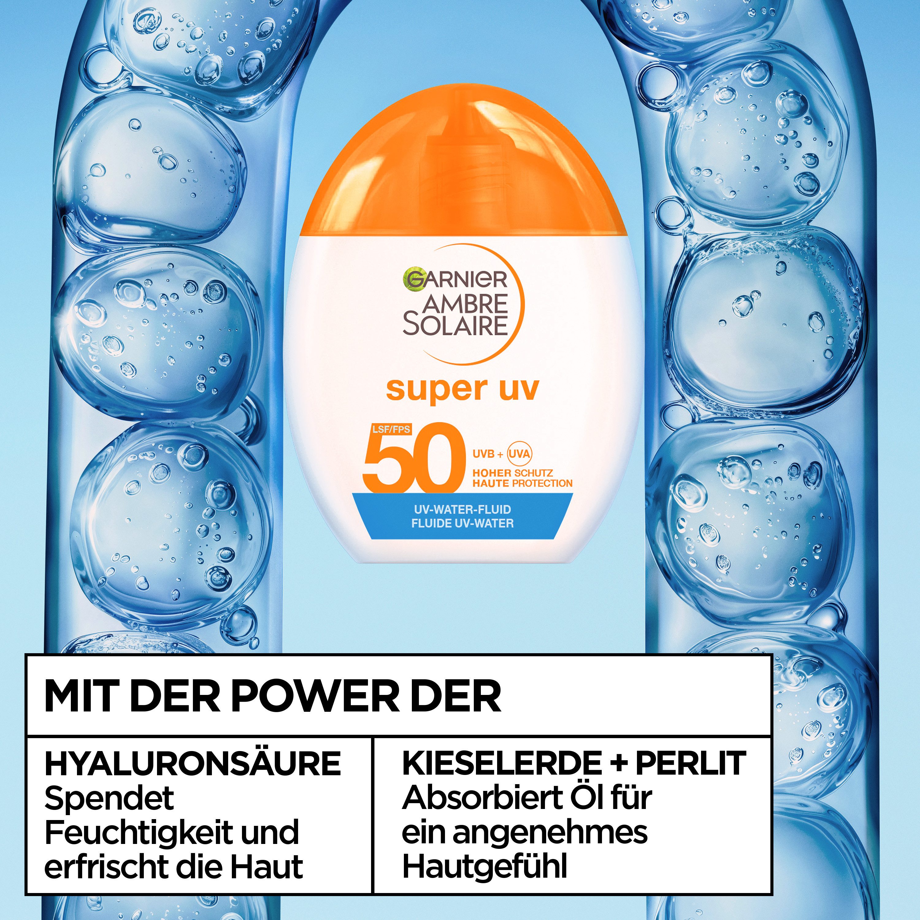 GARNIER Ambre Solaire Super UV UV-Water-Fluid Invisible LSF 50 Sonnengel · 40 ml – Bild 5 von 5