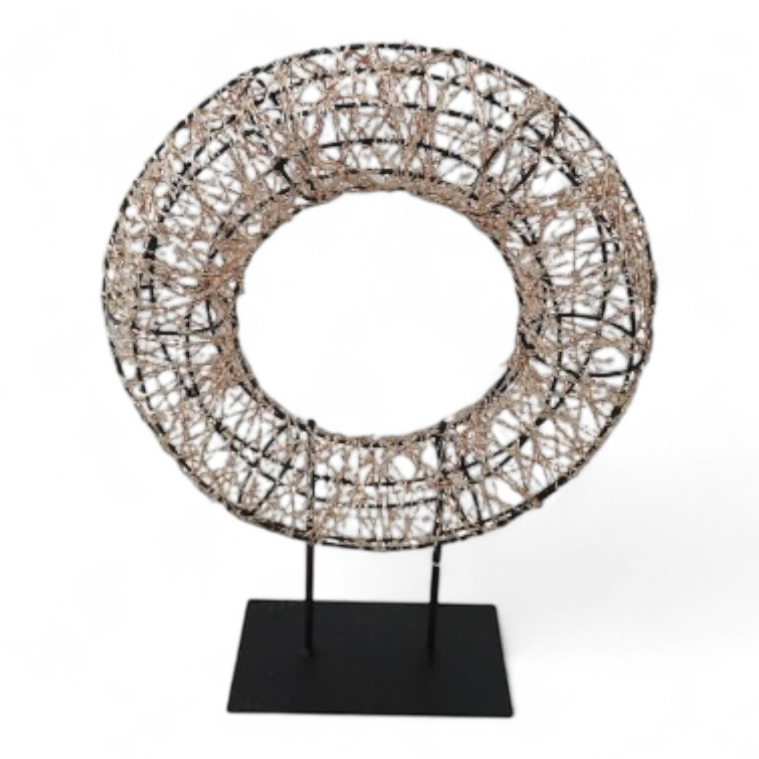 Cor Mulder LED-Dekofigur LED-Tischkranz Gold 33 cm 600 goldene LEDs mit Fernbedienung edles (kein Set)