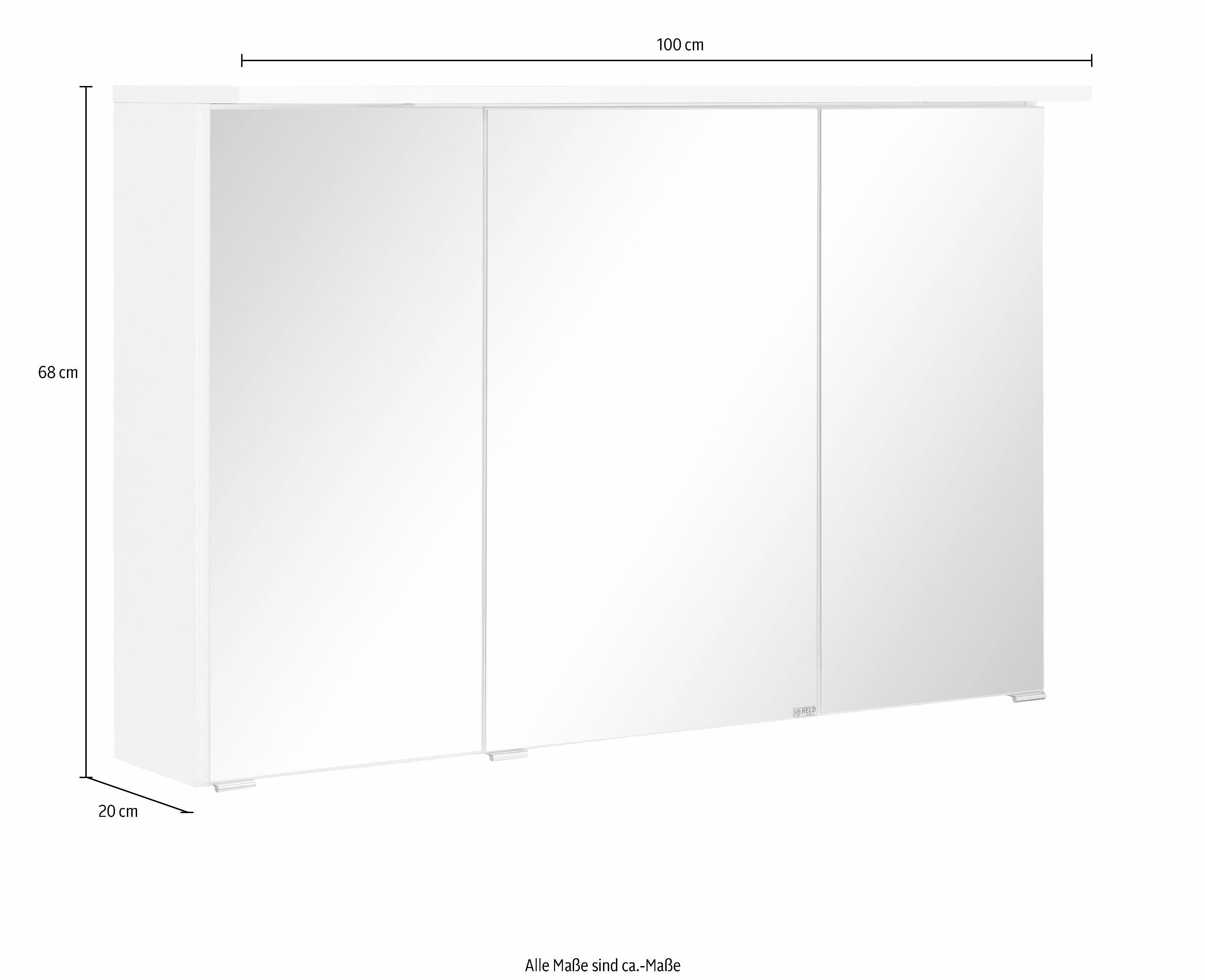 HELD MÖBEL | Spiegelschrank Breite weiß 100 cm Ravenna weiß