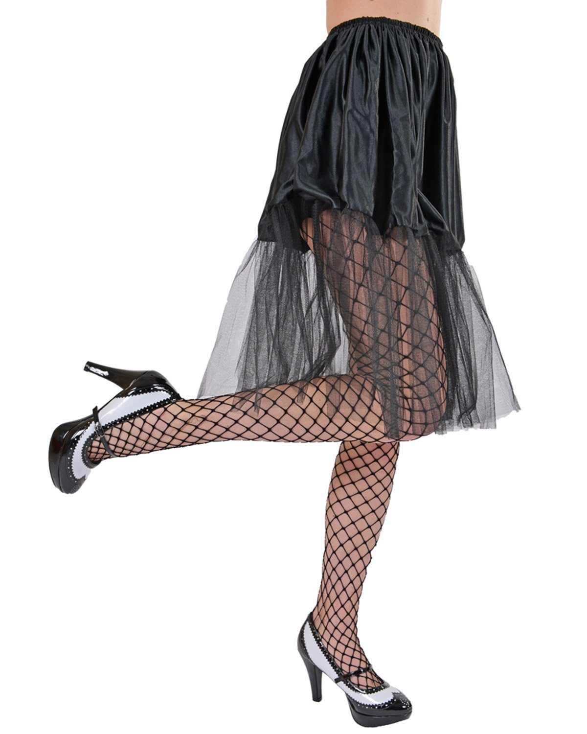 Kostüm Petticoat Damen Tüllrock - Länge 60 cm, Schwarz