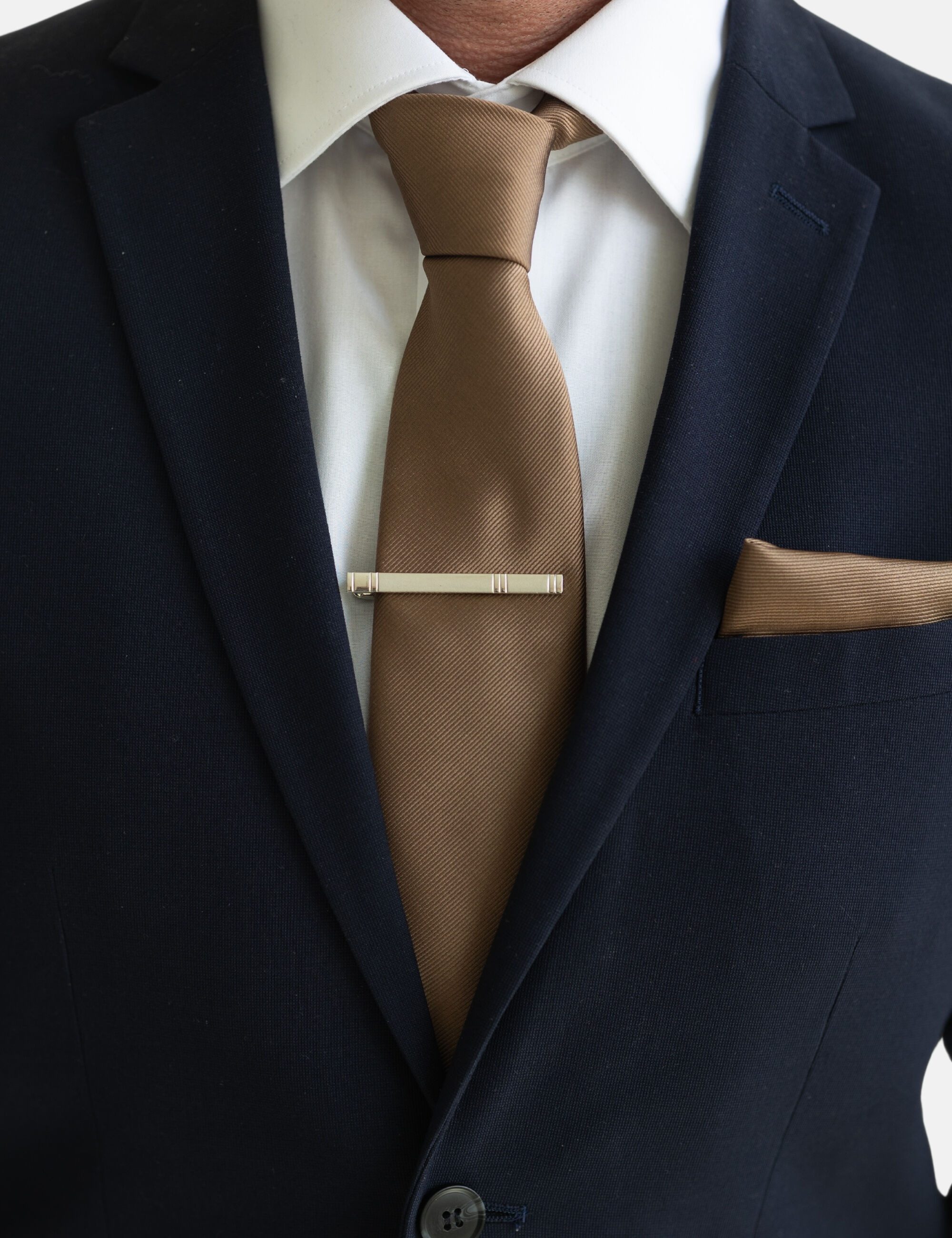 Massi Morino tie (1-piece) with pocket square, cufflinks and tie clip