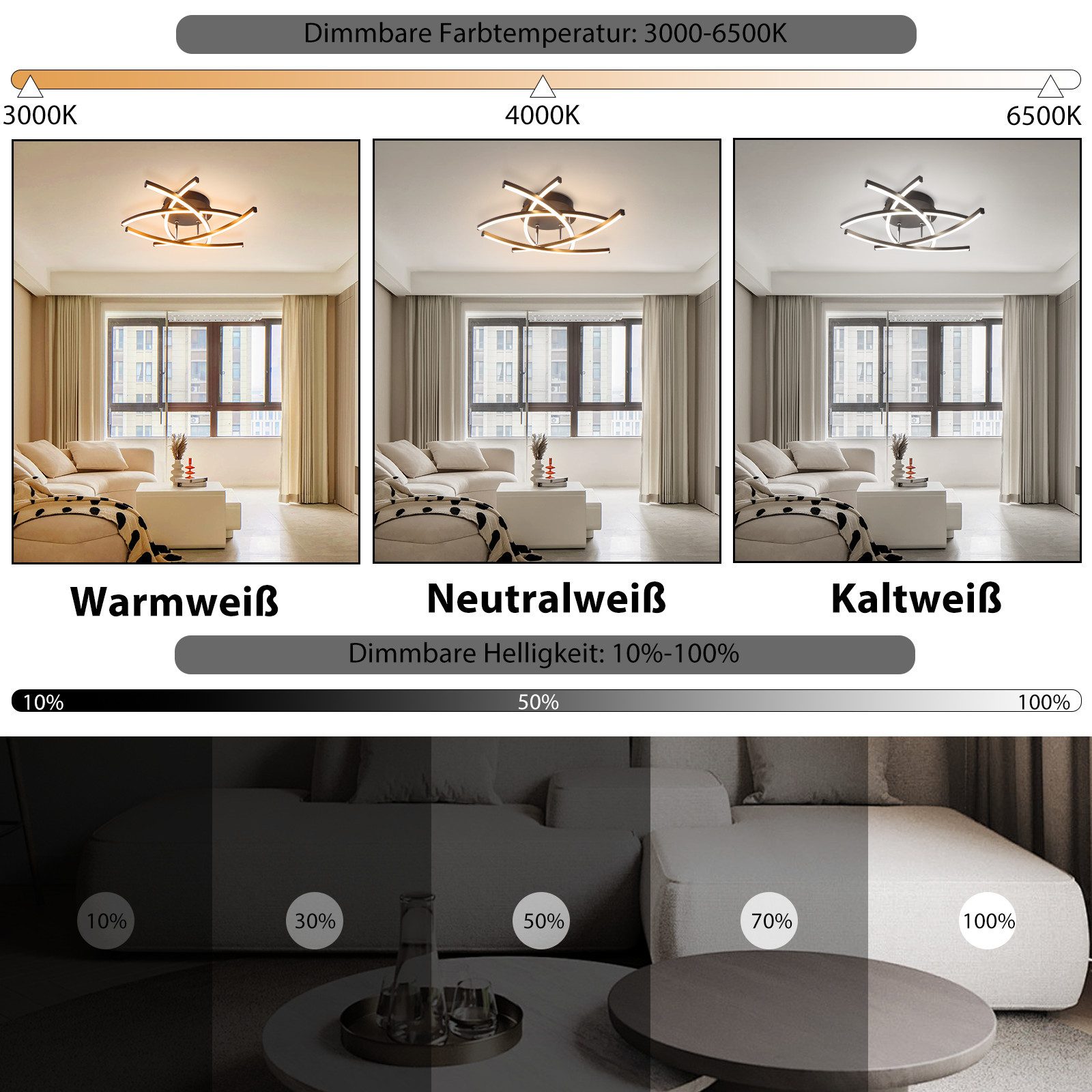Nettlife LED Deckenleuchte Schlafzimmer Dimmbar 32W günstig online kaufen