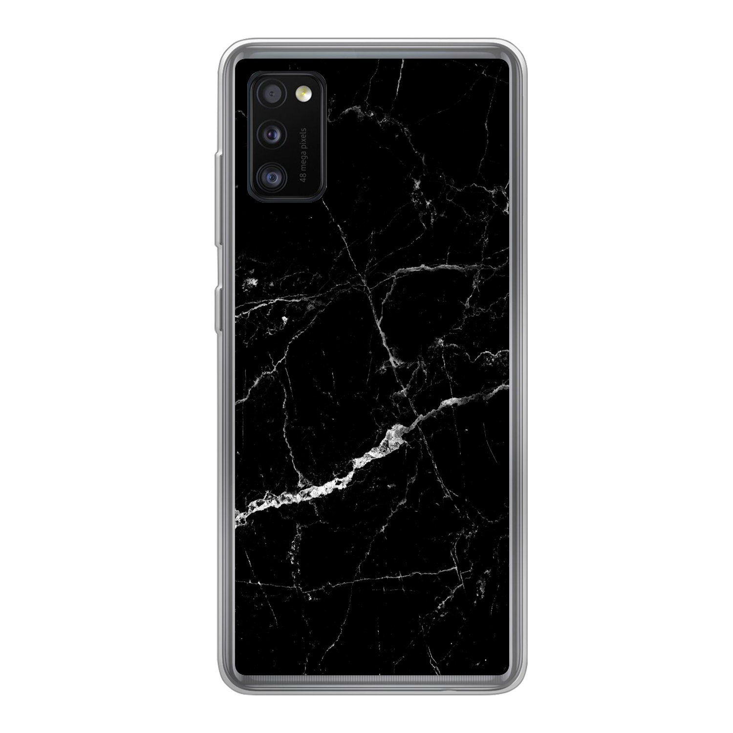 MuchoWow Handyhülle für Samsung Galaxy A41 Marmoroptik - Schwarz - Luxus, Smartphone-Bumper, Print, Handy Schutzhülle Dünn