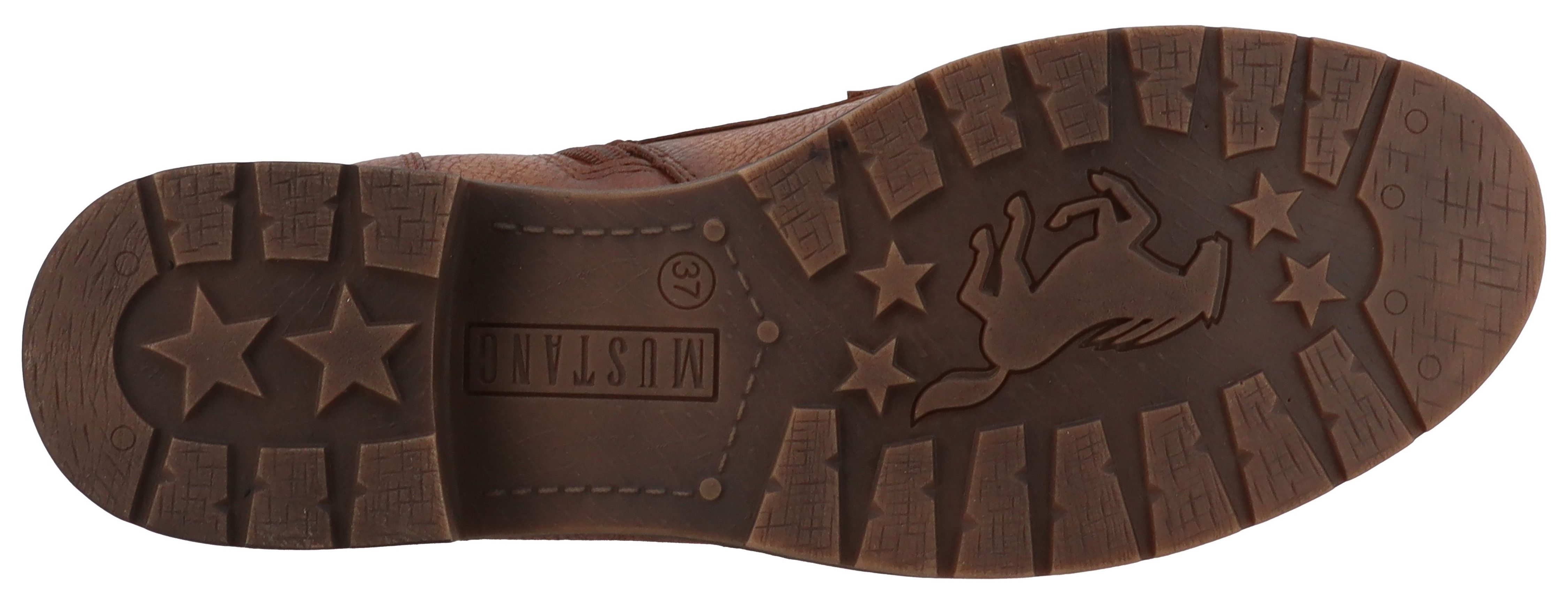 Mustang Shoes Elfi Winterstiefelette Winterstiefel mit Reißverschluss und markanter Schnürung