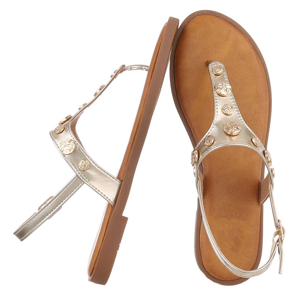 Ital-Design Elegante Sandalen mit goldenen Details für Damen Zehentrenner ( günstig online kaufen