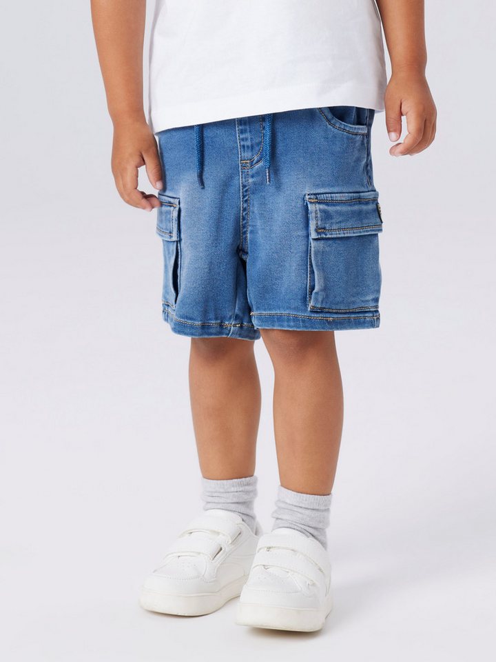 Name It Cargoshorts coole Jeansshorts NMMBEN BAGGY DNM L SHORTS 8610-TO NOOS (Cargotaschen, Baggy Fit, verstellbarer Bund, elastisches Bündchen) Denim Materialmix mit Stretch