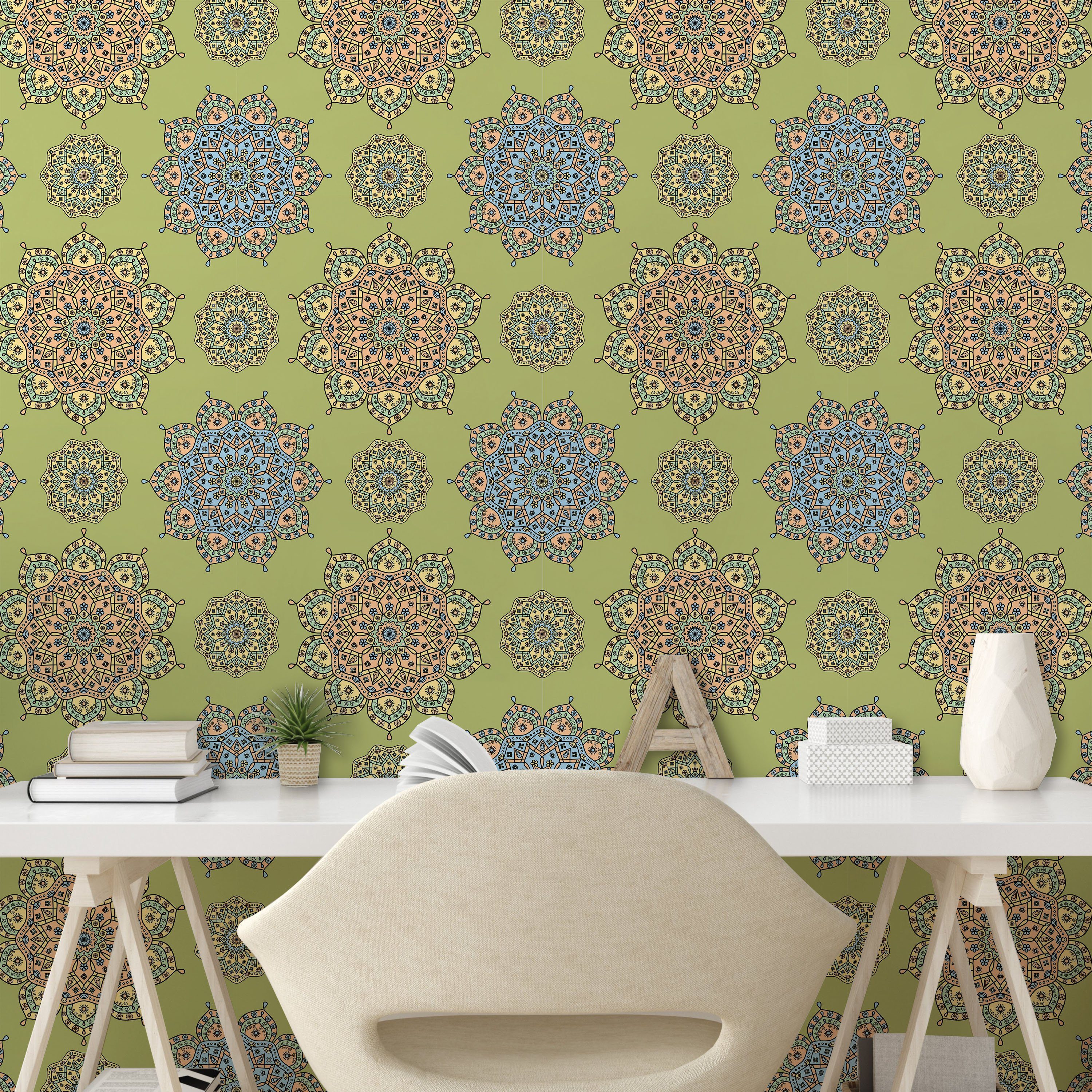 Vinyltapete Abakuhaus Wohnzimmer Küchenakzent, asiatisch Mandala-Medaillon-Muster selbstklebendes
