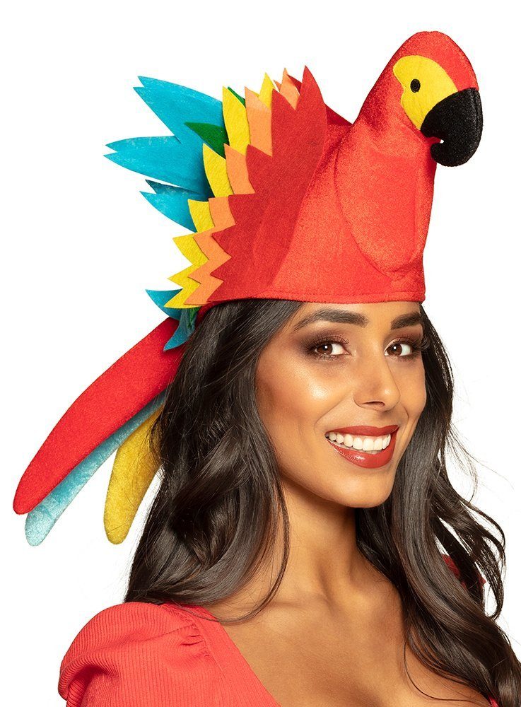 Boland Hawaii-Kostüm Papagei Kopfbedeckung - Fasching Tier Kostüm Hut, Farbenfrohes Federvieh zum Aufsetzen