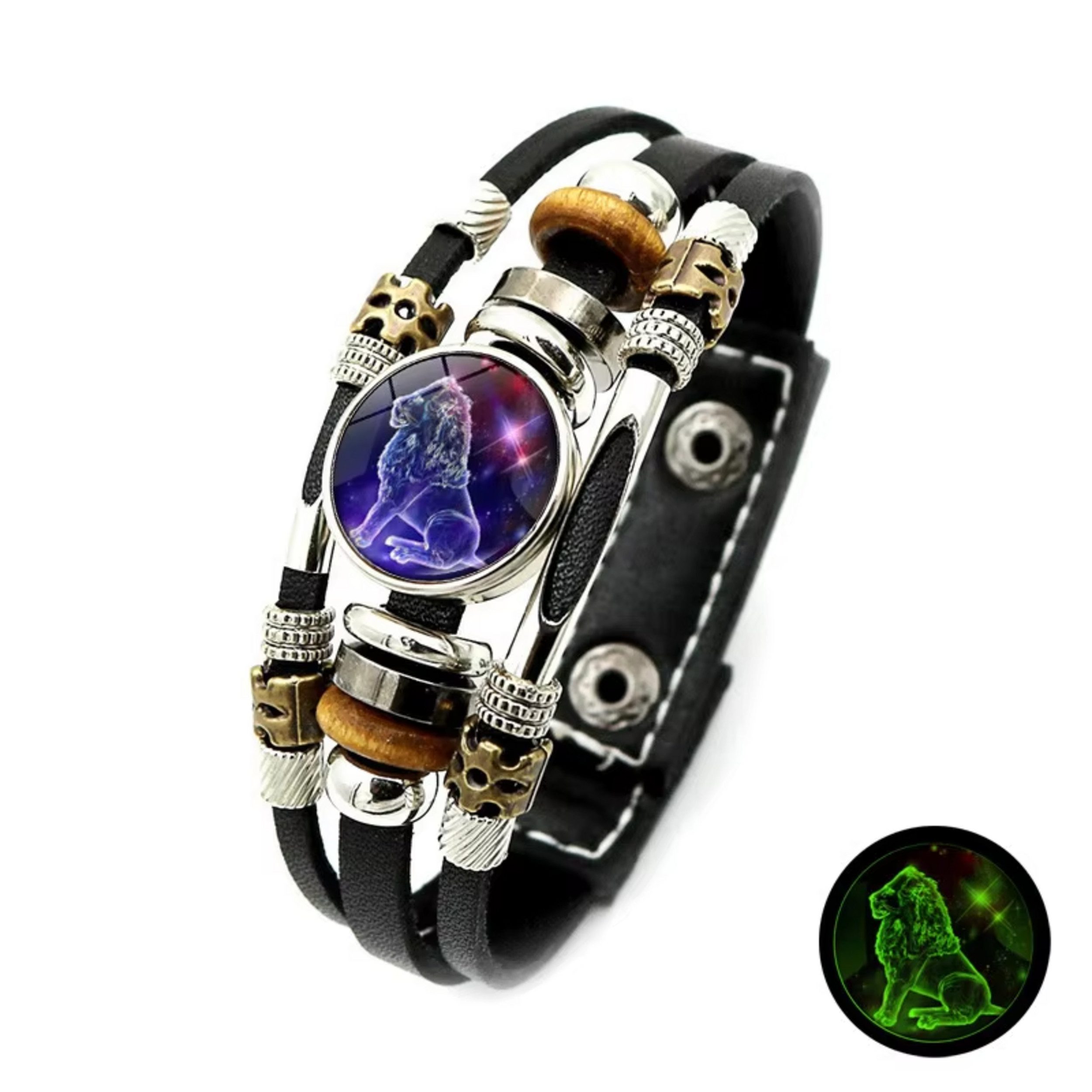 Stelby Armband mit Gravur Armband Sternzeichen Löwe mit 3D Gravur im Glas (Weihnachtsgeschenk, Geburtstagsgeschenk, Valentinstaggeschenk, modern, minimalistisch), langlebig, pflegeleicht, unisex