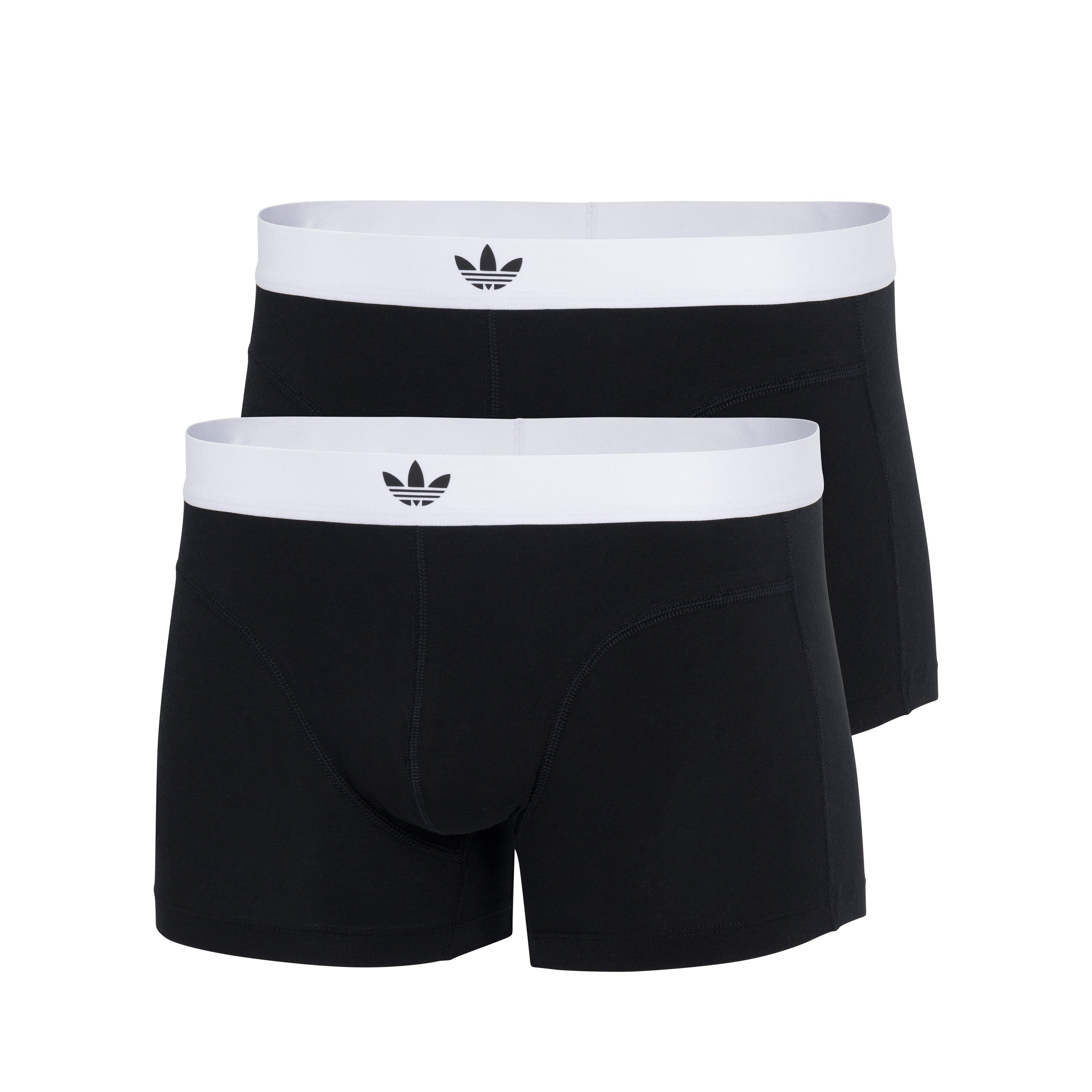 adidas Originals Trunk Comfort Flex Cotton Body Lines (2er Pack) ohne Eingriff, elastisch, atmungsaktiv, weich, Logo-Bund