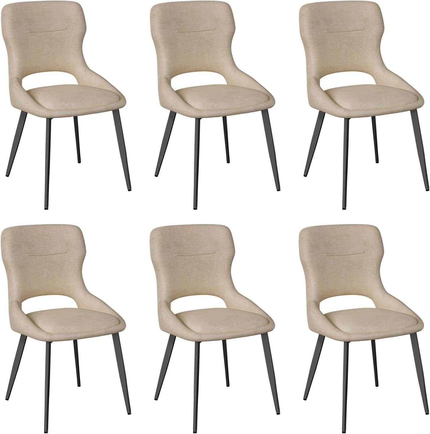 Woltu (6 St), mit Ausschnitt Rückenlehne, Gepolsterte Stühle, Chenille Stuhl