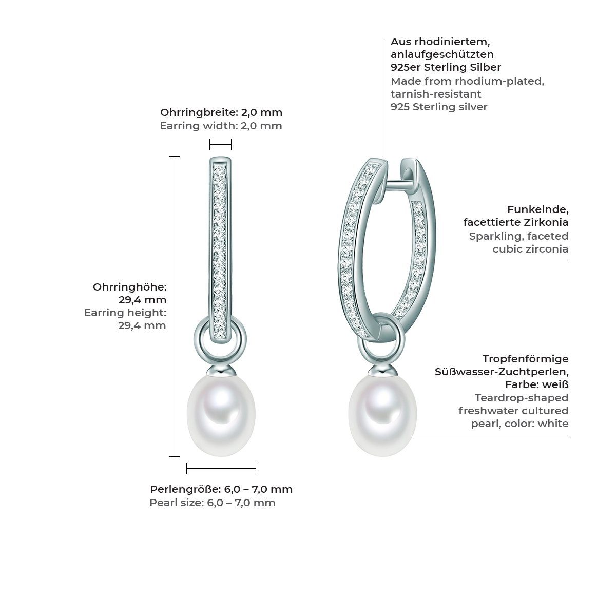 Valero Pearls Paar Creolen silber, mit günstig online kaufen