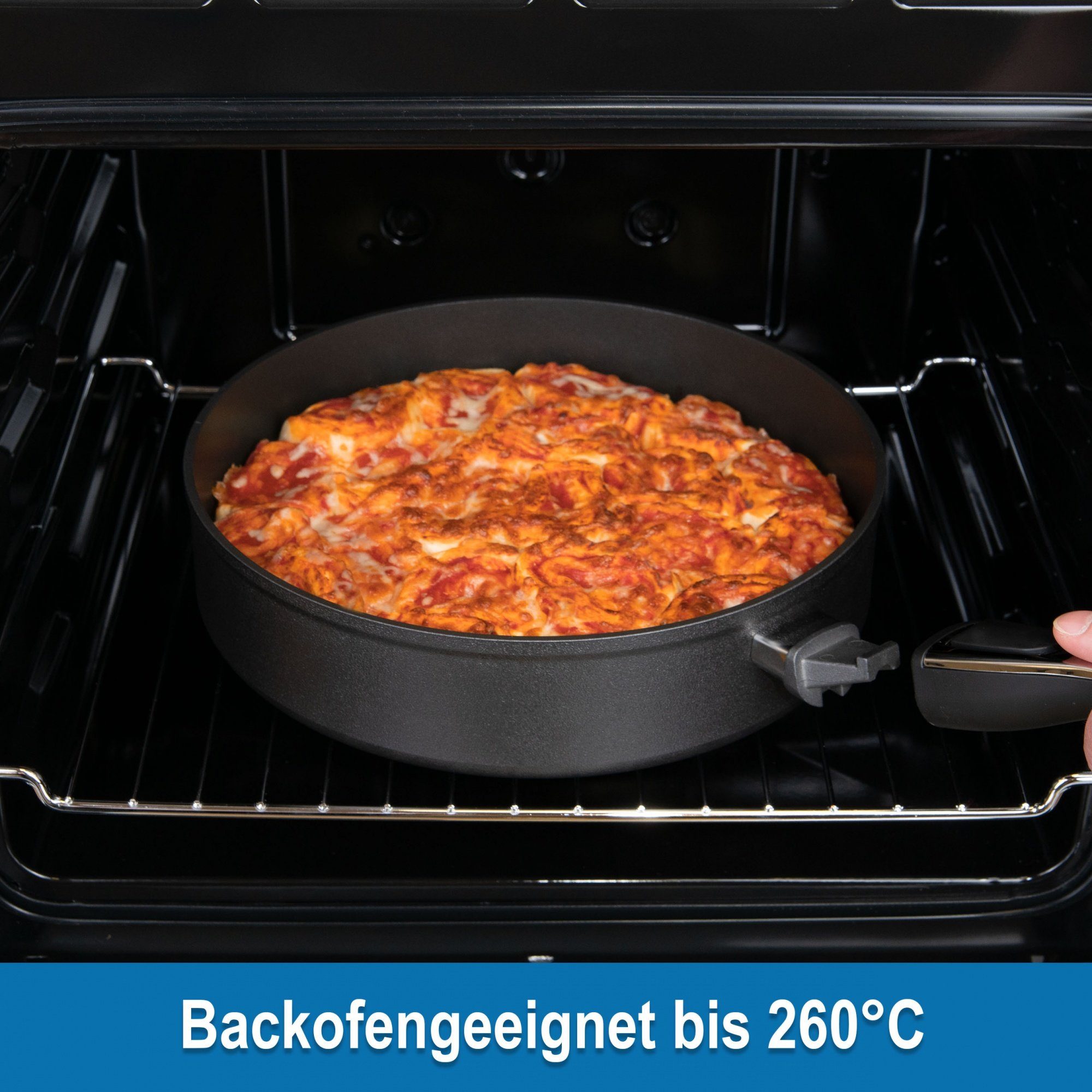 Genius Bratpfanne Cerafit Plasma Schmorpfanne 28 cm, Aluminium, Glas, Bakelit (1 x Schmor-Pfanne mit abnehmbarem Griff (28 cm) 1 x Design-Glasdeckel)