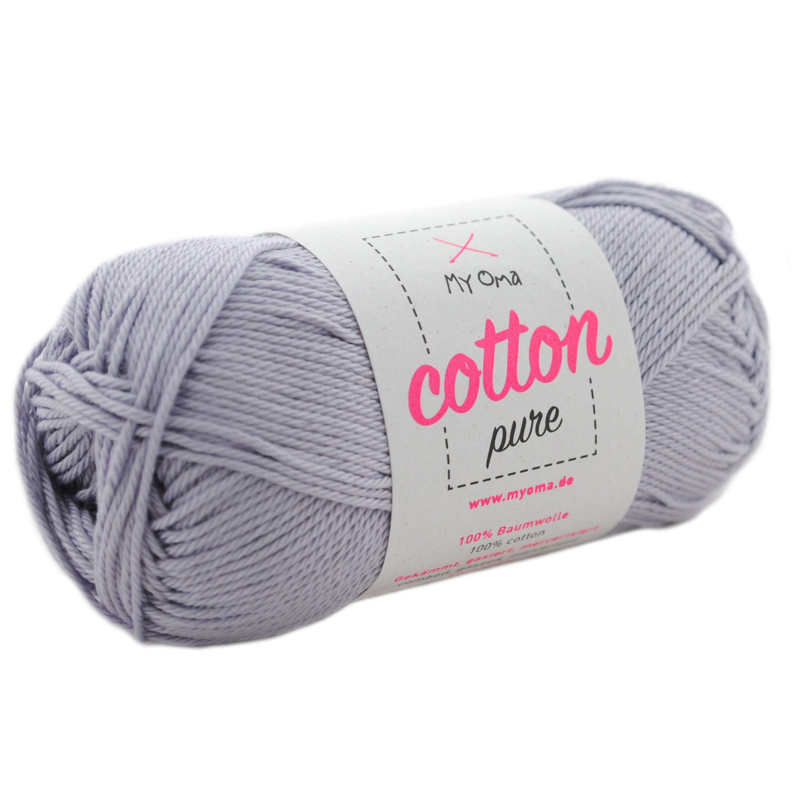 MyOma Baumwolle Cotton pure - Strick- und Häkelwolle, 125,00 m (50g, 1-St., zum Stricken und Häkeln, Wolle zum Handarbeiten, reine Baumwolle), in 32 Farben, 50g, Lauflänge 125m; Nadelstärke: 2,2-3,5mm; 4-fädig