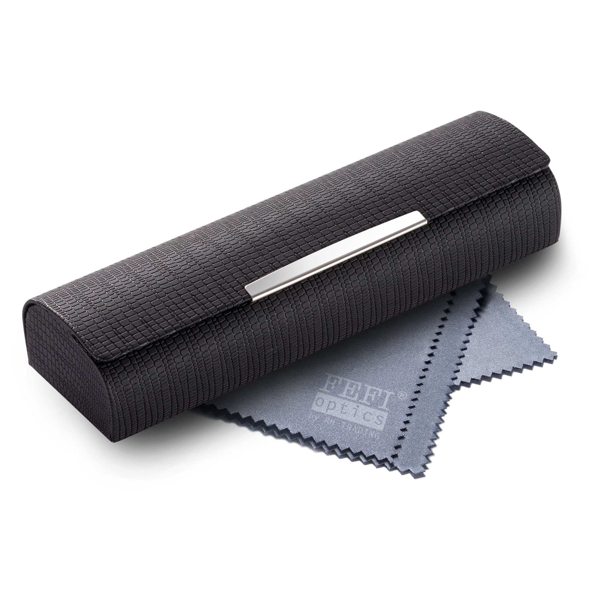 Brillenetui Kleines klassisches Etui in Leder-Optik mit Chrombeschlag