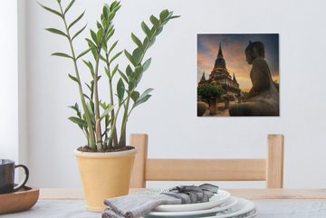 OneMillionCanvasses® Leinwandbild Tempel - Sonnenuntergang - Buddha-Statuen - Buddha, (1 St), Leinwand Bilder für Wohnzimmer Schlafzimmer