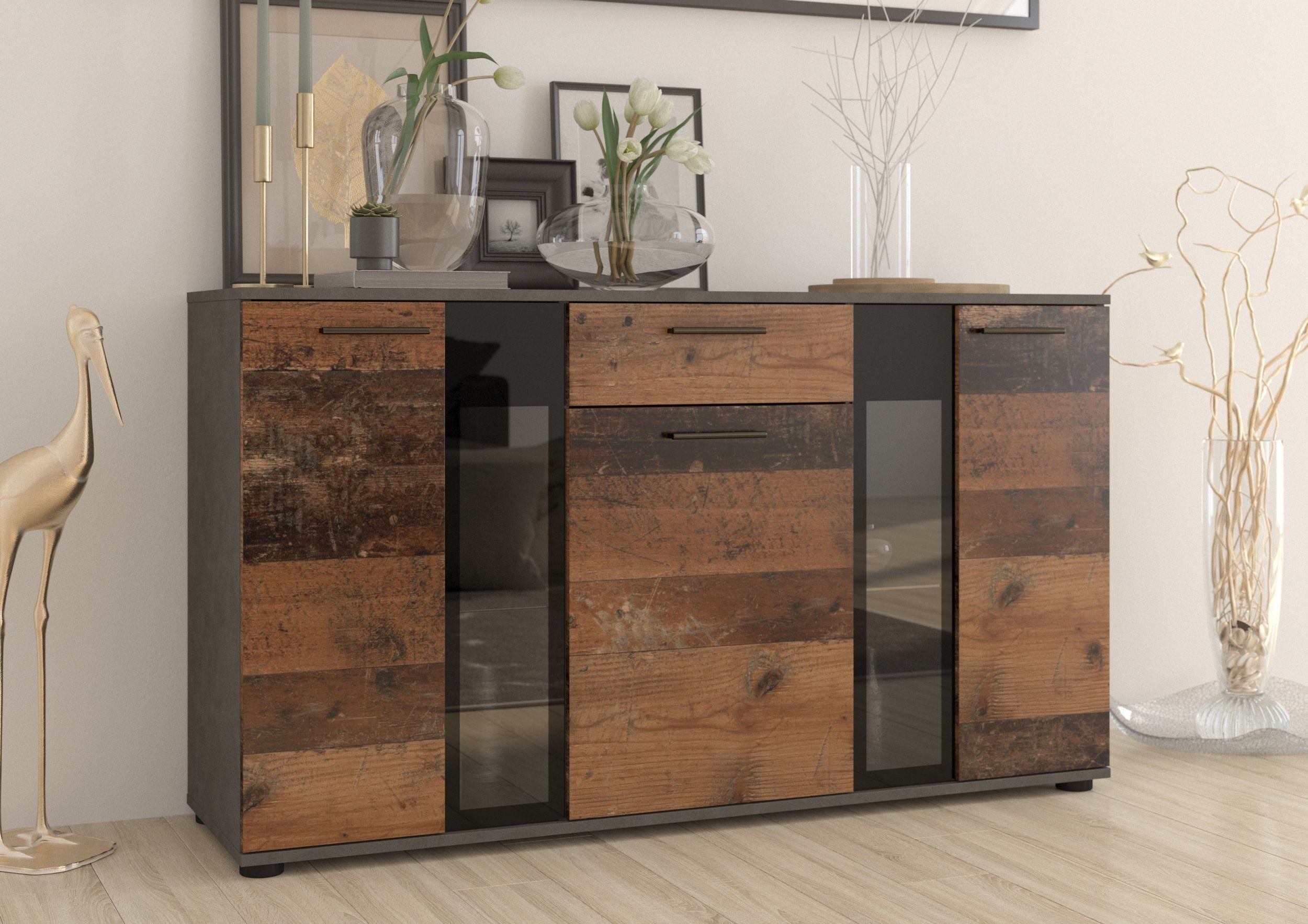 Küchen-Preisbombe Kommode Salsa Kommode Wohnwand Wohnzimmer Anbauwand Old Wood + Matera