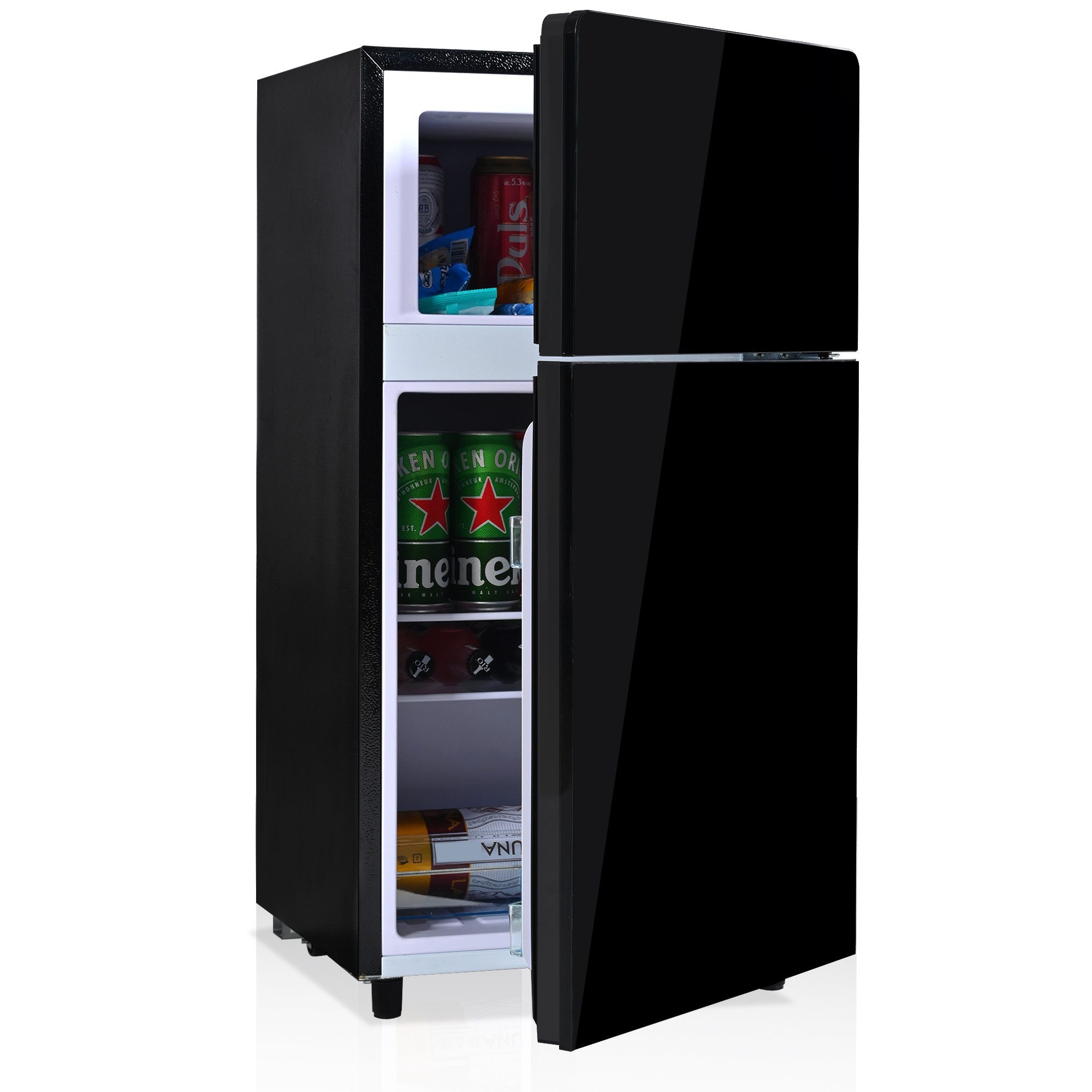 DOPWii Getränkekühlschrank BCD-100, Glastür,LED-Beleuchtung,R600-Kältemittel,Direktkühlung