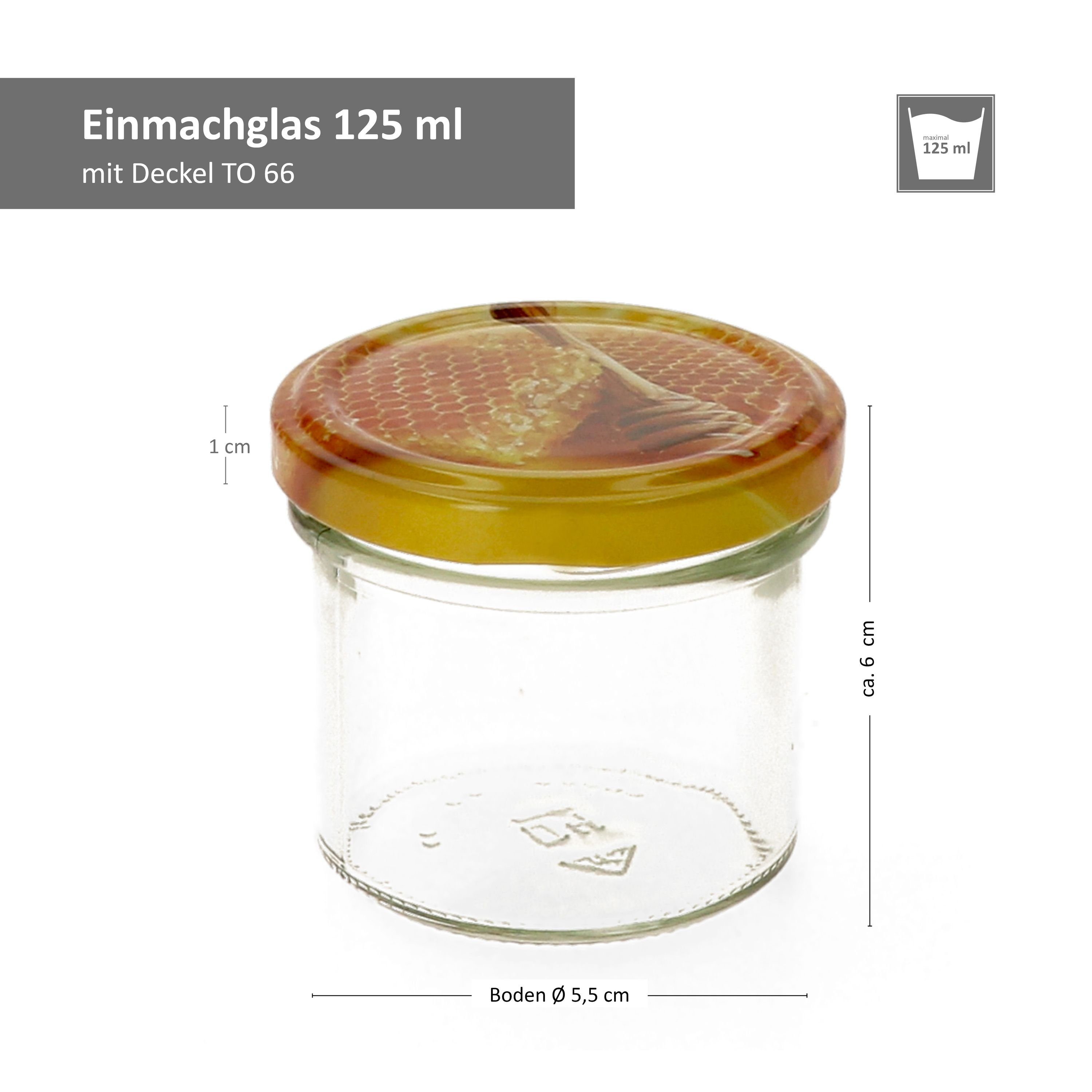 Honigwabe, Deckel 125 To Carino Sturzglas Set MamboCat mit 66 Glas 25er ml Einmachglas