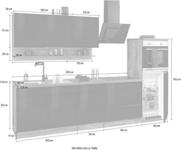 Kochstation Küche KS-Virginia, Breite 290 cm, wahlweise mit Induktionskochfeld