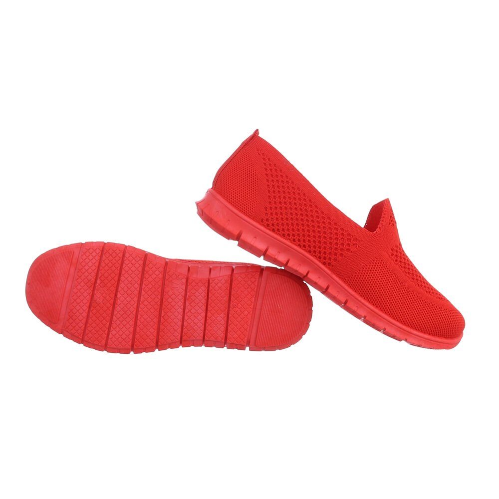 in Flach Low Slipper Freizeit Low-Top Damen Rot Ital-Design Sneakers