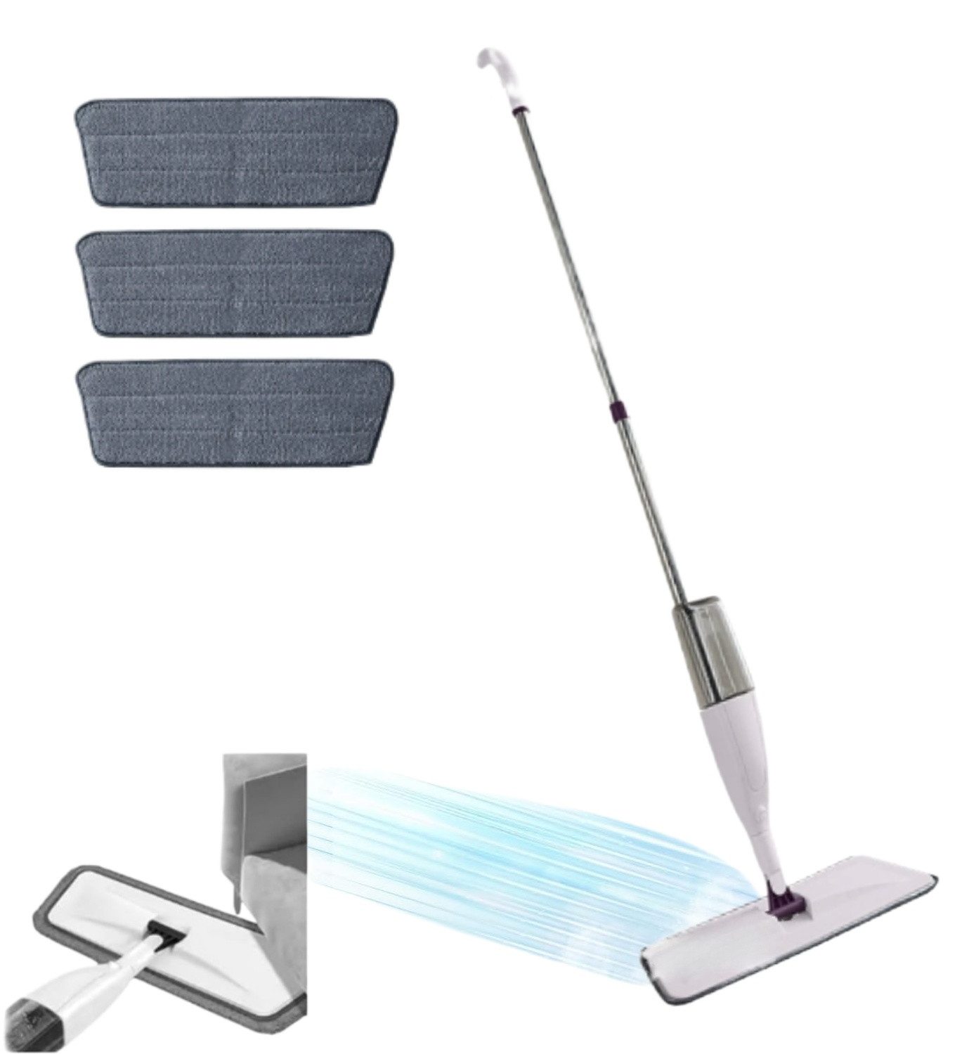 VEKROBOT Wischmopp Sprüh Flachwischer trocken/nass hands free mühelose Reinigung Zuhause, (1-St), Drehbarer Flachwischer für den Haushalt – trocken und nass einsetzbar