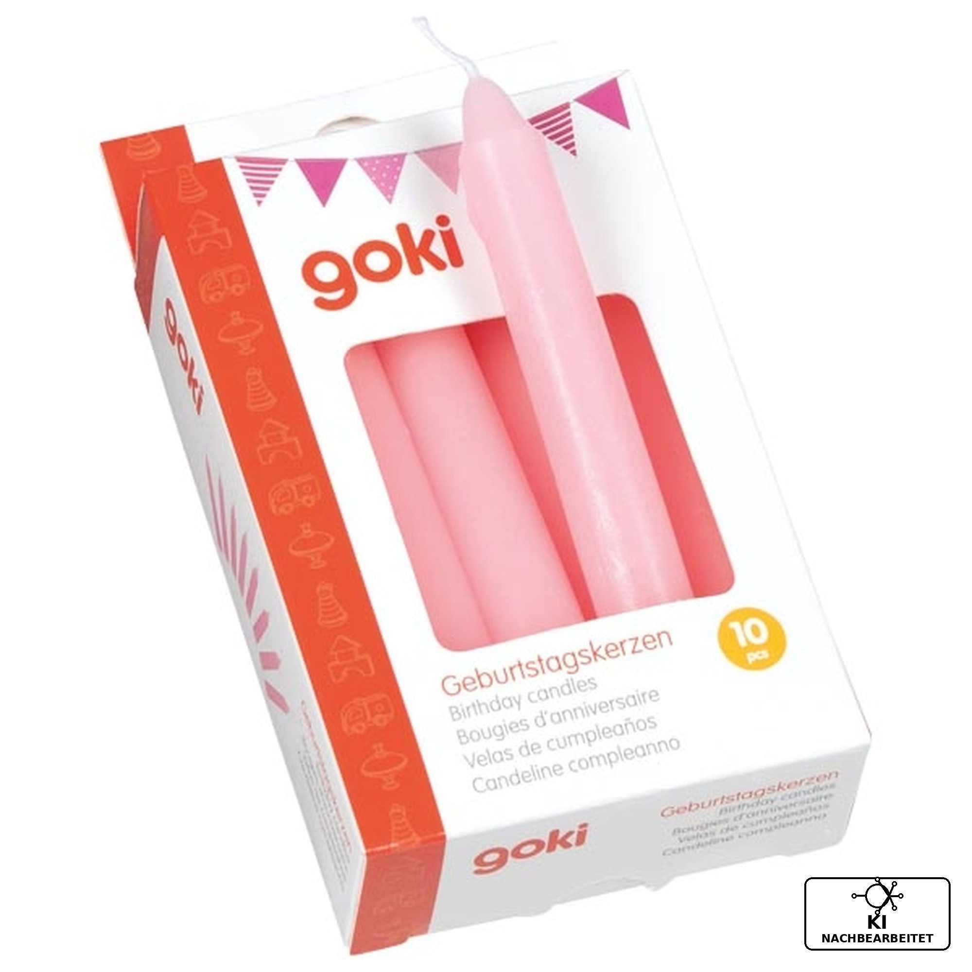 goki Formkerze Geburtstagskerzen -Set Rosa 10er Set für Goki Geburtststagszug Mädchen