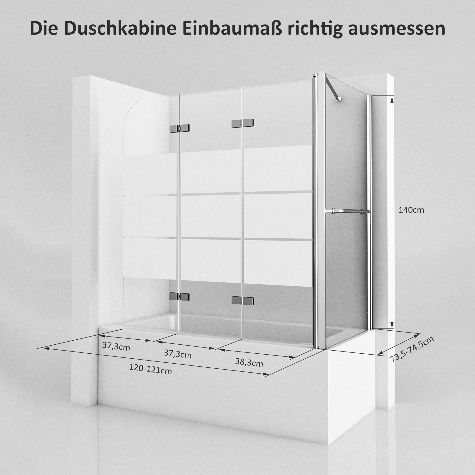 Boromal Duschwand für Badewanne Badewannenaufsatz Badewannenfaltwand günstig online kaufen