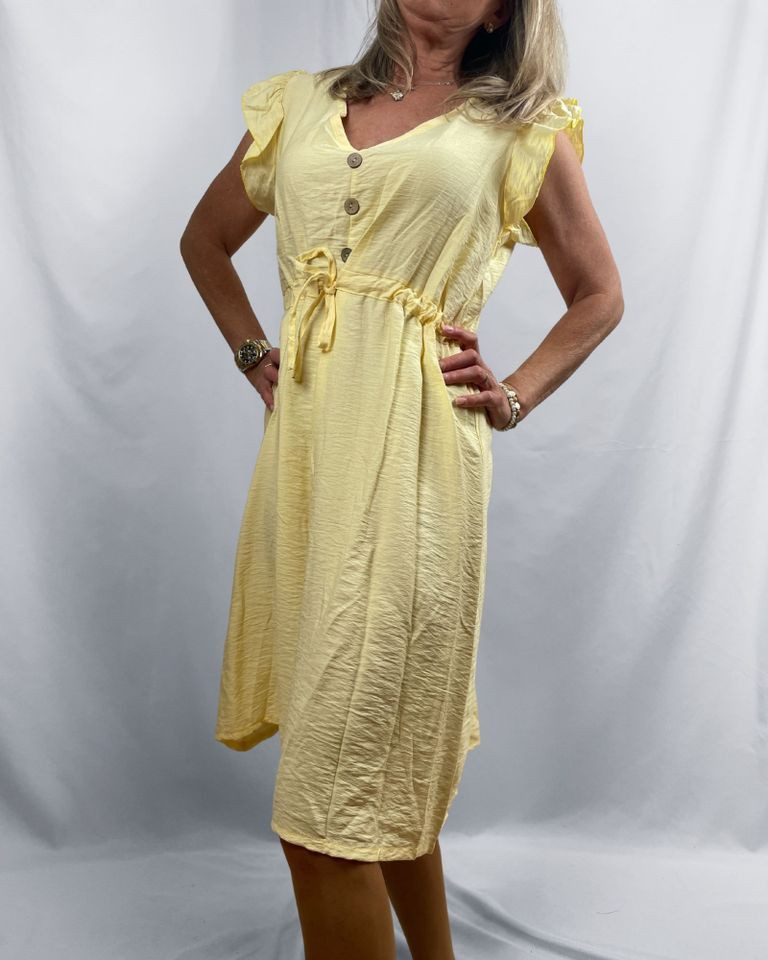 ITALY VIBES Midikleid Kurzarmkleid - lockeres Sommerkleid - tailliertes Kleid - Bindegürtel - ONE SIZE passt Размер XS - L