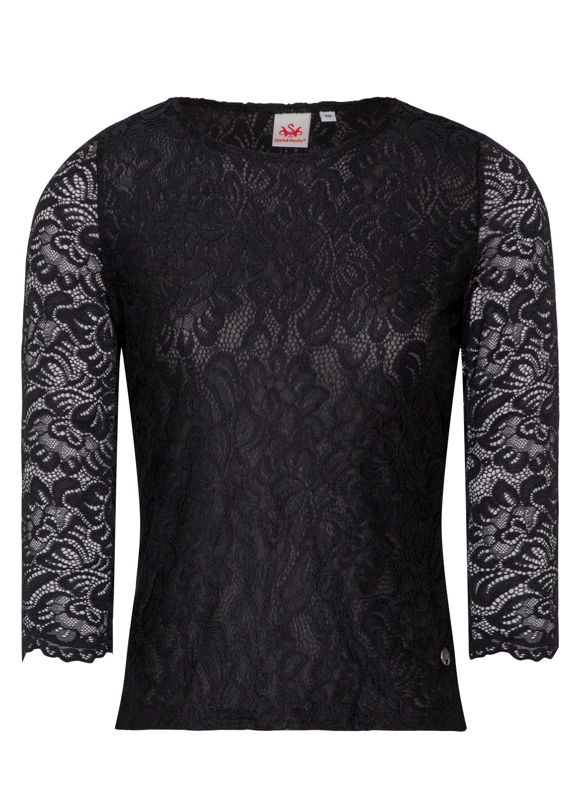 Spieth & Wensky Trachtenbluse Alheim Rundhals Ausschnitt günstig online kaufen