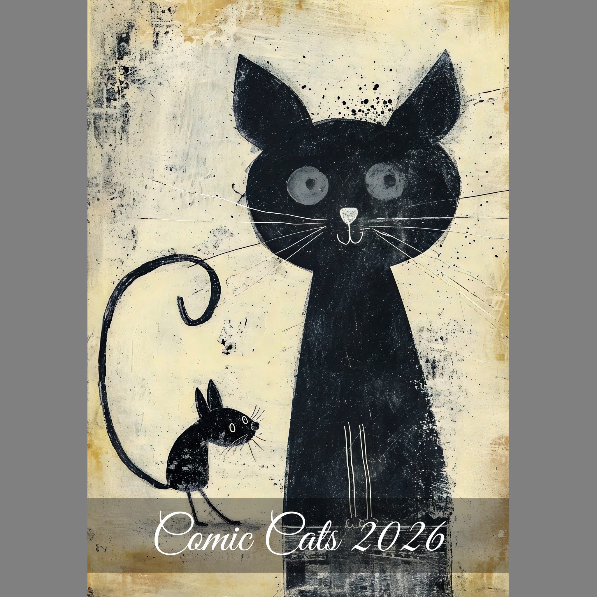 raxxa Wandkalender Comic Cats 2026 - hoch