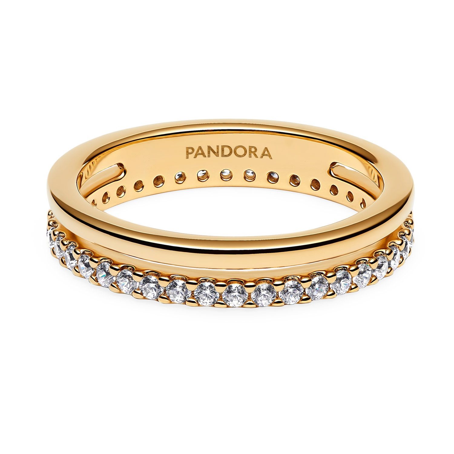 Pandora Fingerring Doppelband Goldfarben günstig online kaufen