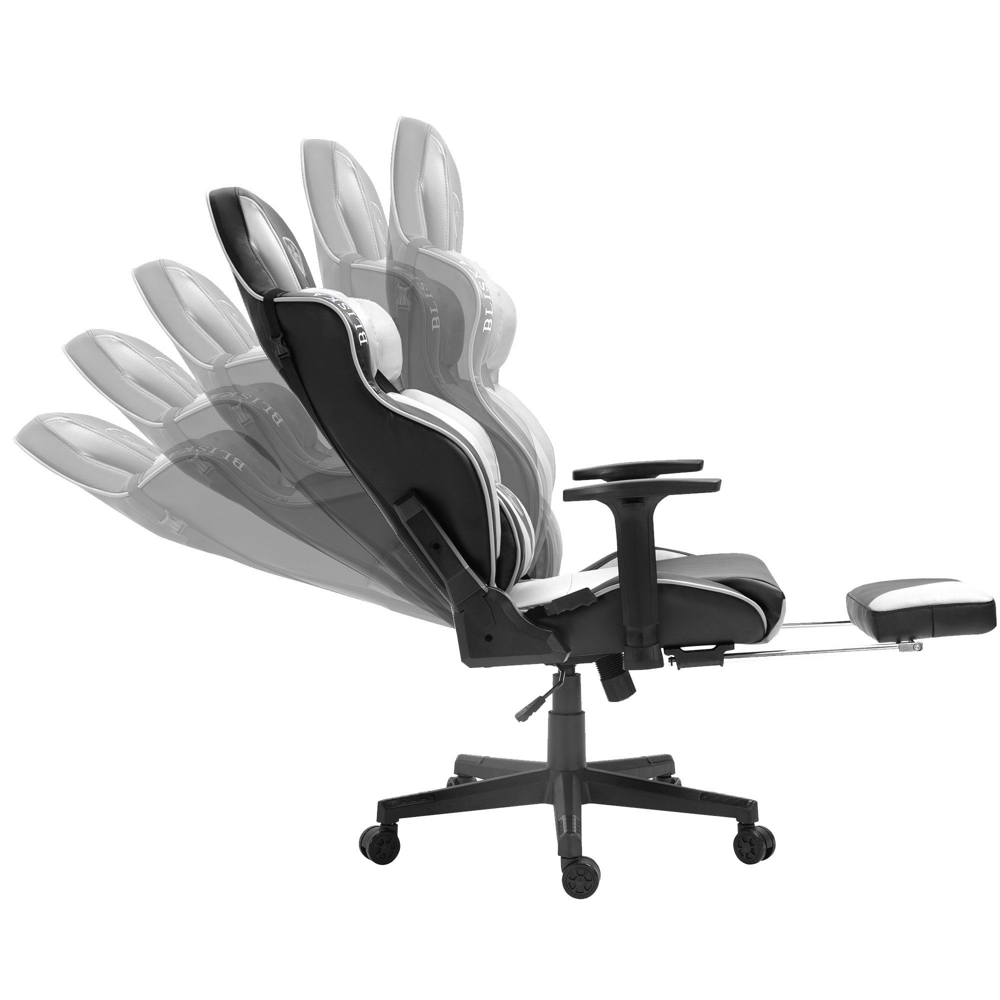 TRISENS Chefsessel Odysseus (1 Stück), / im Schwarz Weiß flexiblen 4D-Armlehnen Bürostuhl Gaming Stuhl Racing-Design mit