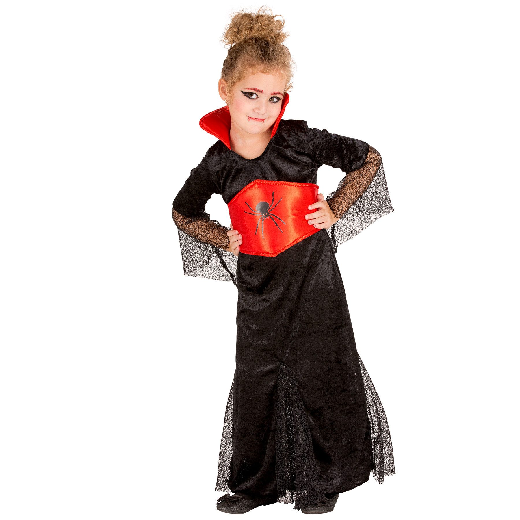 dressforfun Vampir-Kostüm Mädchenkostüm Gräfin Dracula, Kleid mit integriertem Satin-Stehkragen
