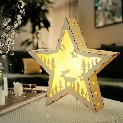 etc-shop LED Dekolicht, Weihnachtsstern Leuchtstern Dekoleuchte Adventsstern