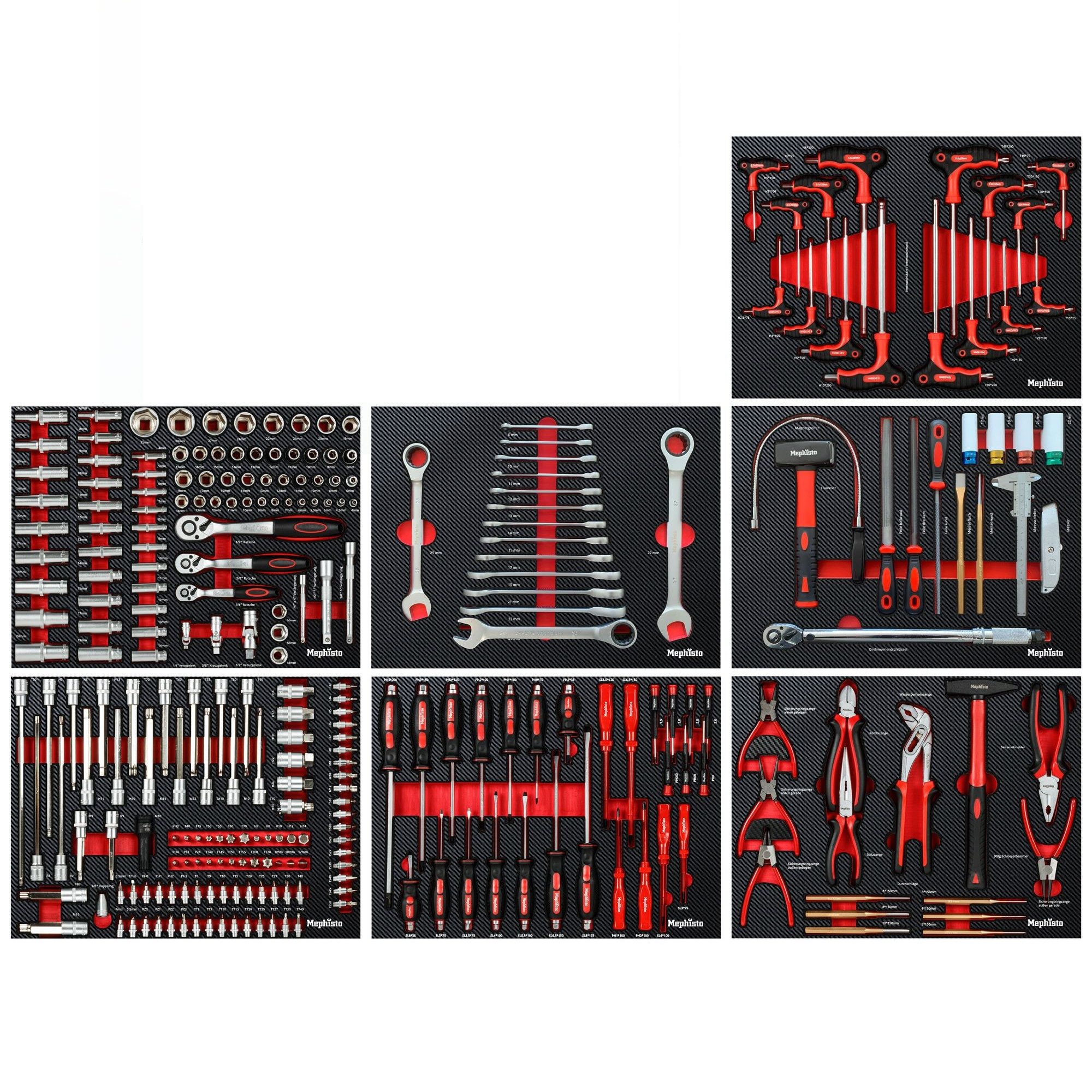 Mephisto-Tools Werkzeugset, (Set), metrisch, inkl. Soft Inlay in Carbon-Optik passend zu WZW 71008