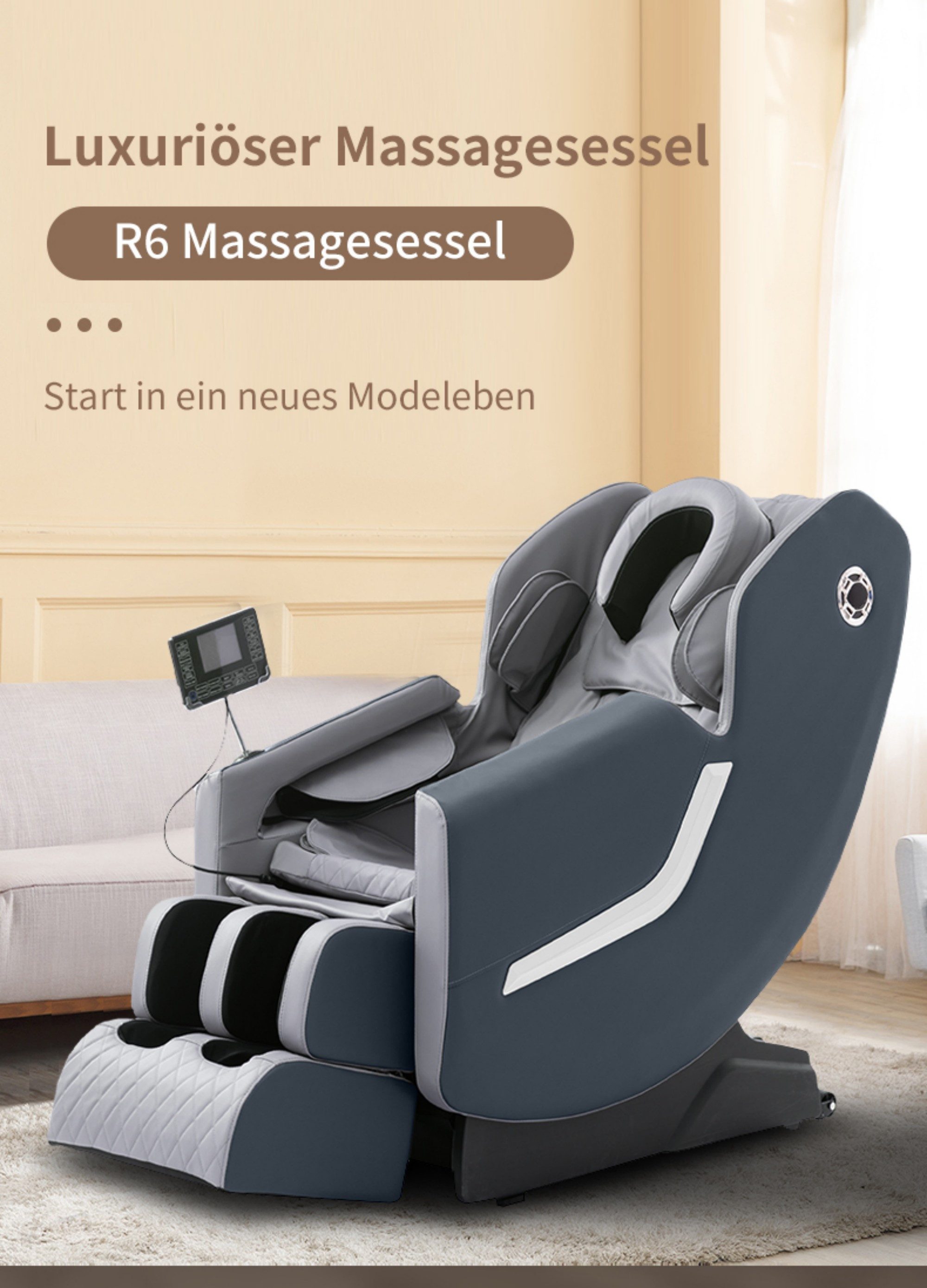 Happy Home Massagesessel Premium Massagesessel mit innovativen Funktionen - Grau