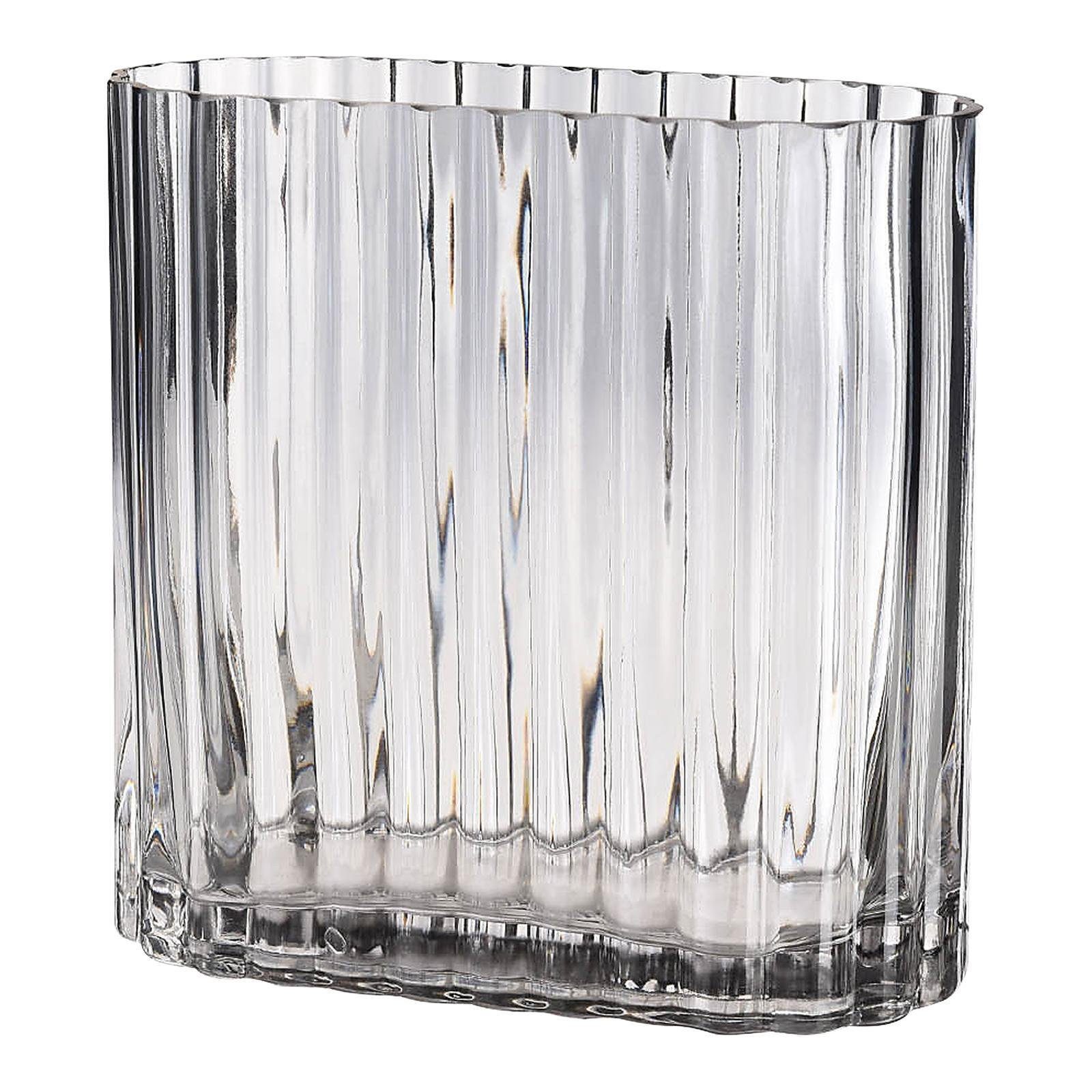 Depot Dekovase Vase Oval Rillen (Packung, 1 Stück Vase), aus Glas, B 18  Zentimeter, H 18 Zentimeter, T 9 Zentimeter