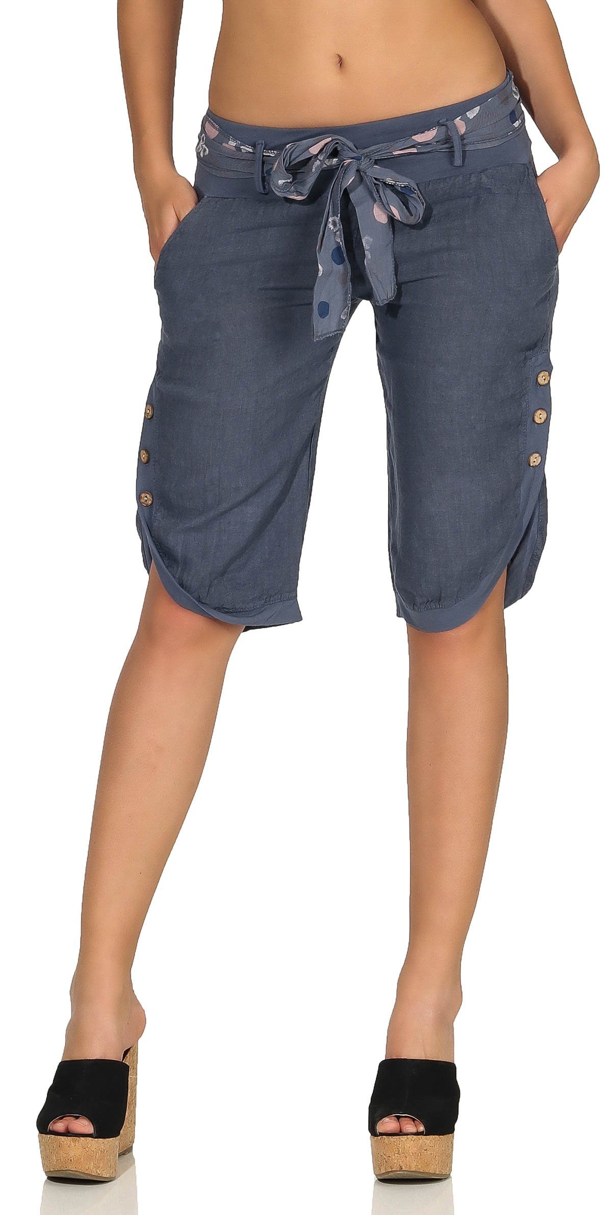 malito more than fashion Caprihose 8186 Caprihose mit passendem abnehnbaren Bindegürtel jeansblau