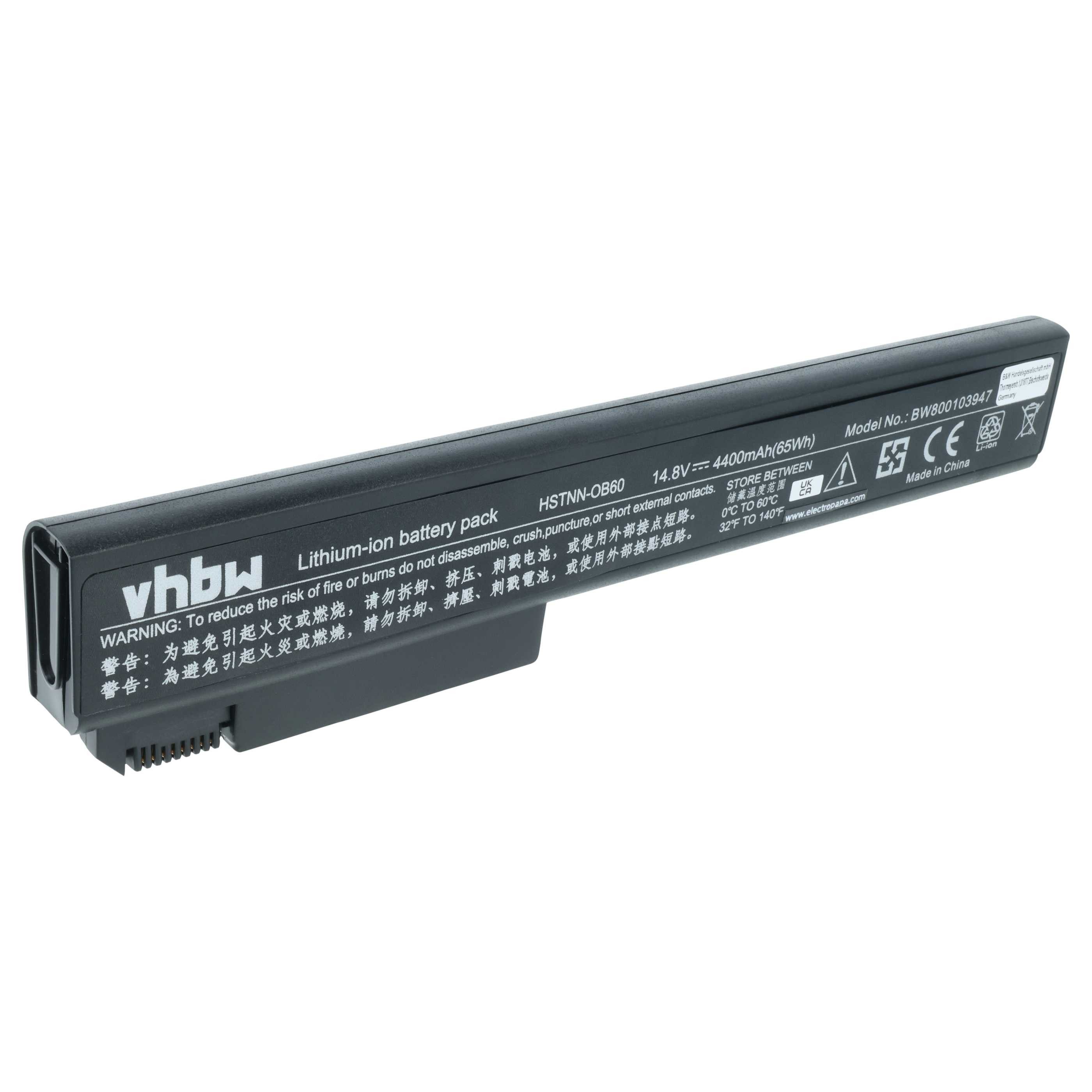 vhbw Akku passend für HP EliteBook 8730p, 8730w, 8740w, 8530p, 8530w, Laptop-Akku Akku Li-Ion 4400 mAh (14,8 V, 1 St), Leistungsfähiger Austausch-Akku für Notebook, Wiederaufladbar, Jede