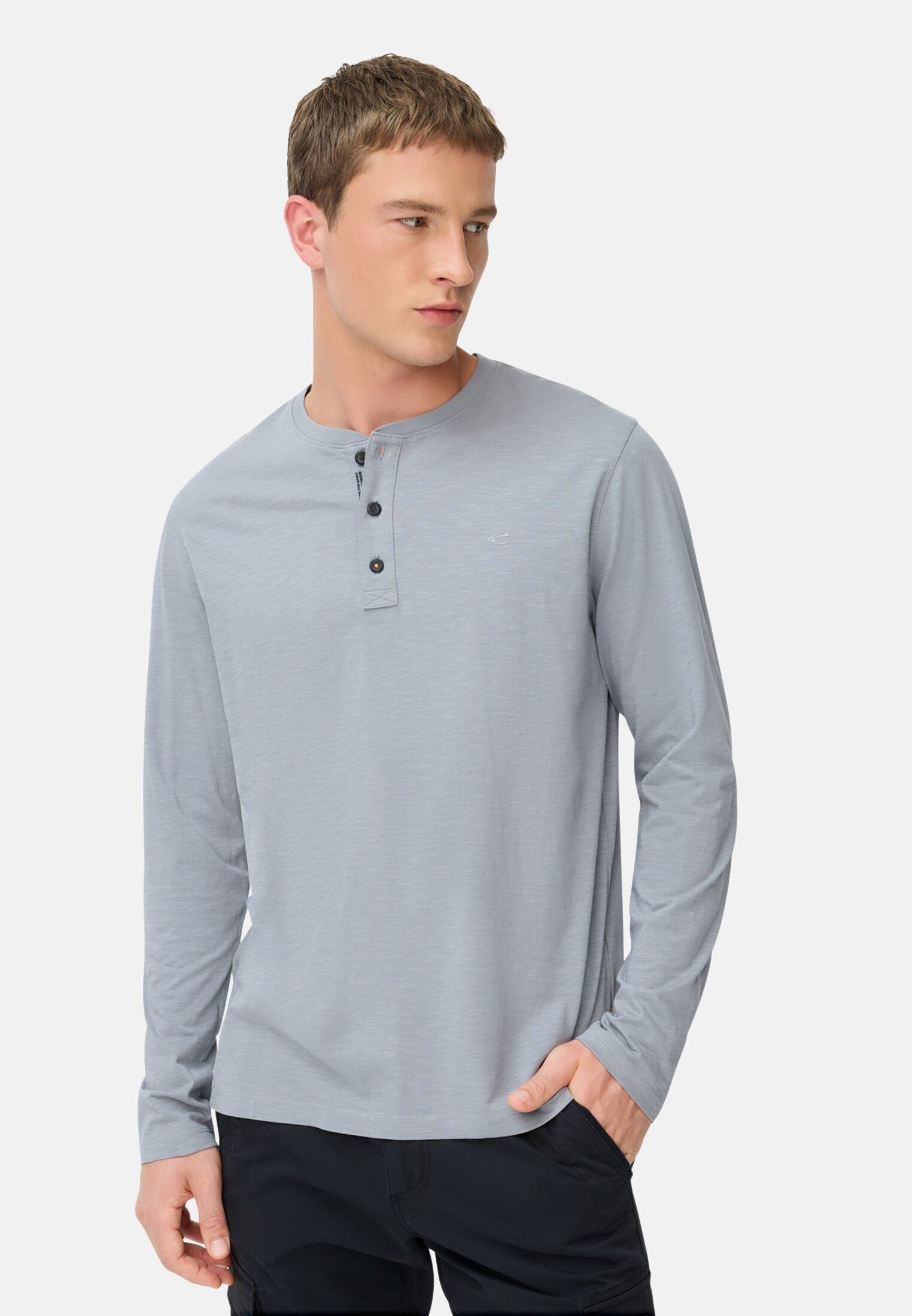 Henleyshirt aus reiner Baumwolle mit Knopfleiste